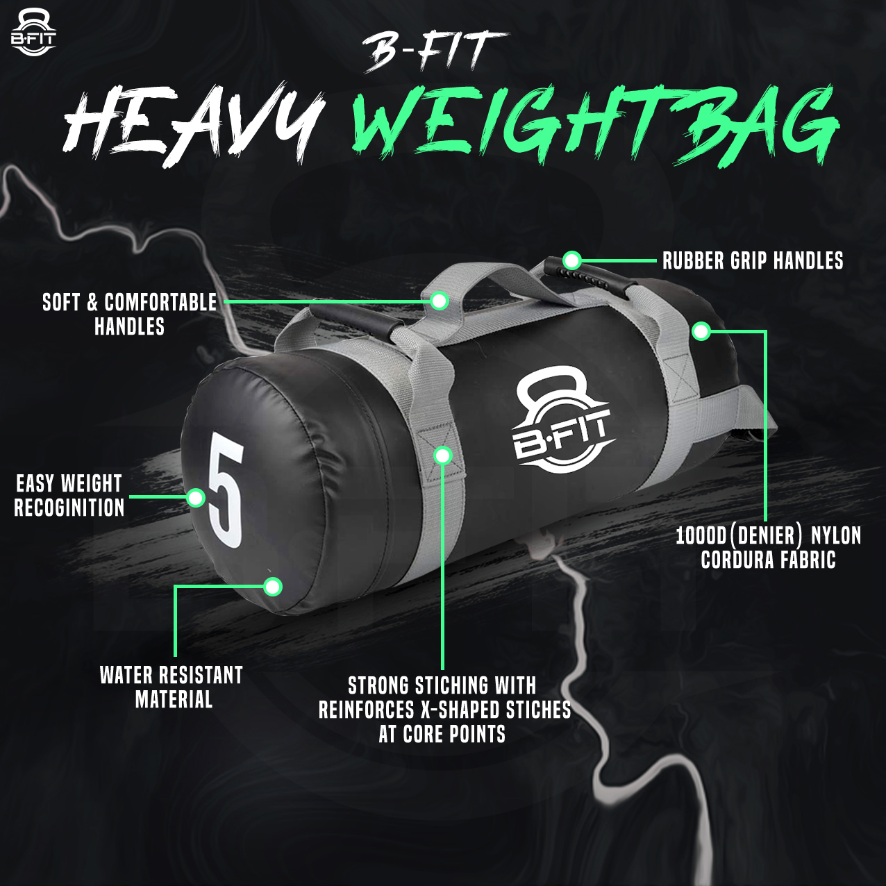 B Fit Ultimate Heavy Duty Workout Sandbag 5 Kgs for Training Exercise Cross Fit Workouts with an Extreme Sandbag Workout Sandbag Training Builds Strength and Muscle for Fast Results