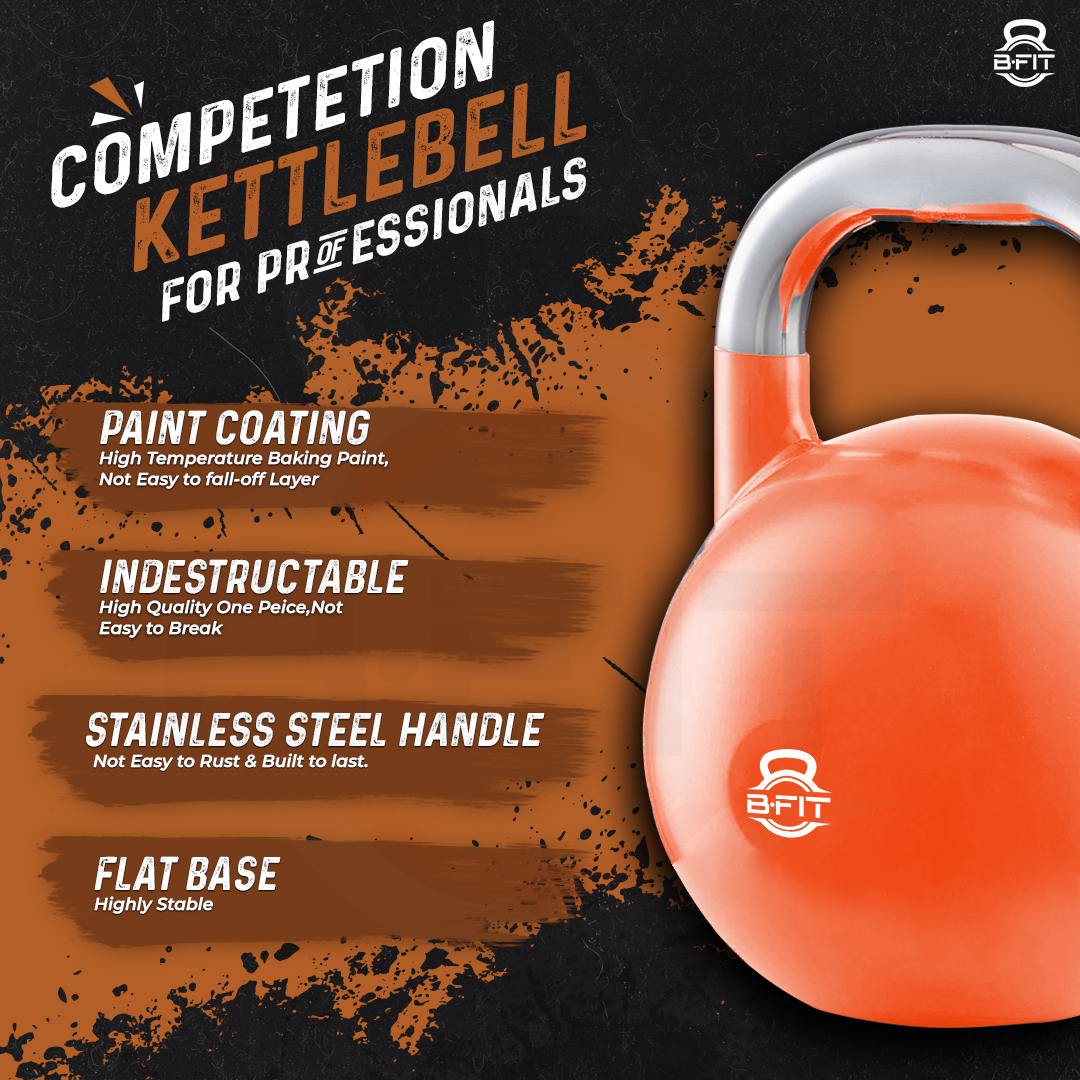 B Fit Competition Kettlebell 6 KG Professional Grade Kettlebell for Fitness Weightlifting Core Training