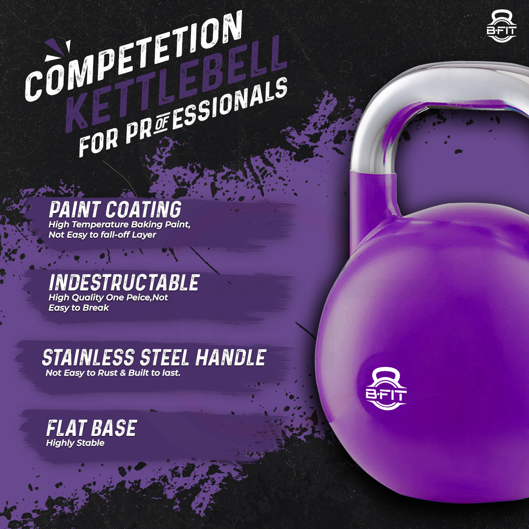 B Fit Competition Kettlebell 4 KG Professional Grade Kettlebell for Fitness Weightlifting Core Training