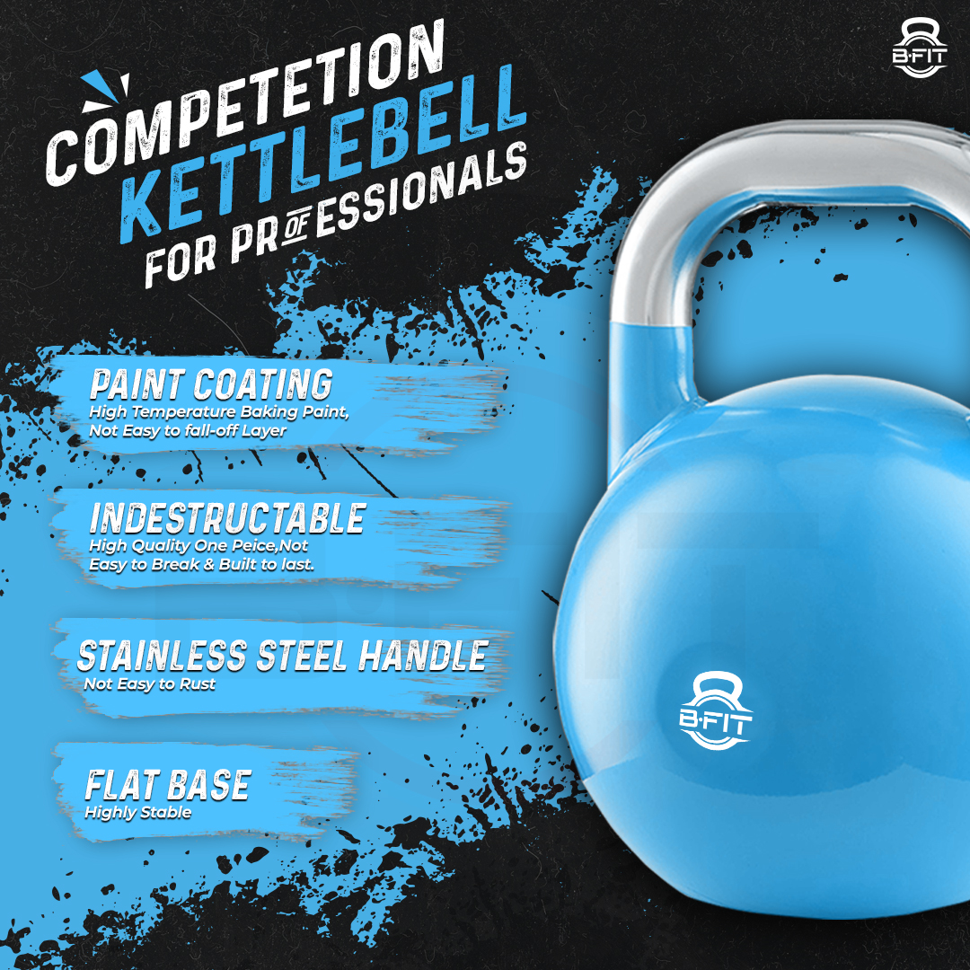 B Fit Competition Kettlebell 10 KG Professional Grade Kettlebell for Fitness Weightlifting Core Training