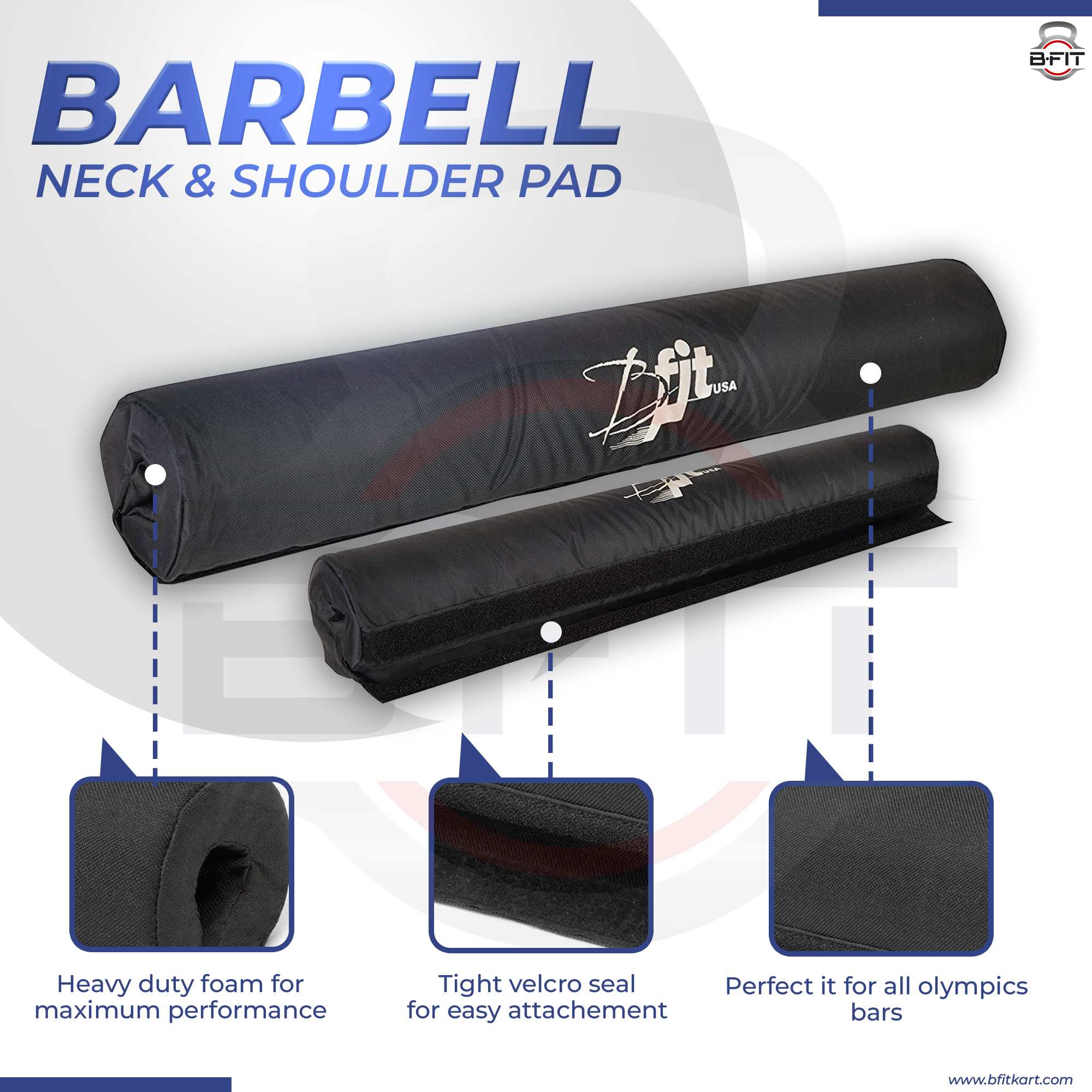 B Fit 17 Inches Black Color Extra Thick Barbell Neck Pad and Shoulder Support for Weight Lifting Crossfit Powerlifting Fits Olympic Size Bars and a Smith Machine Bar