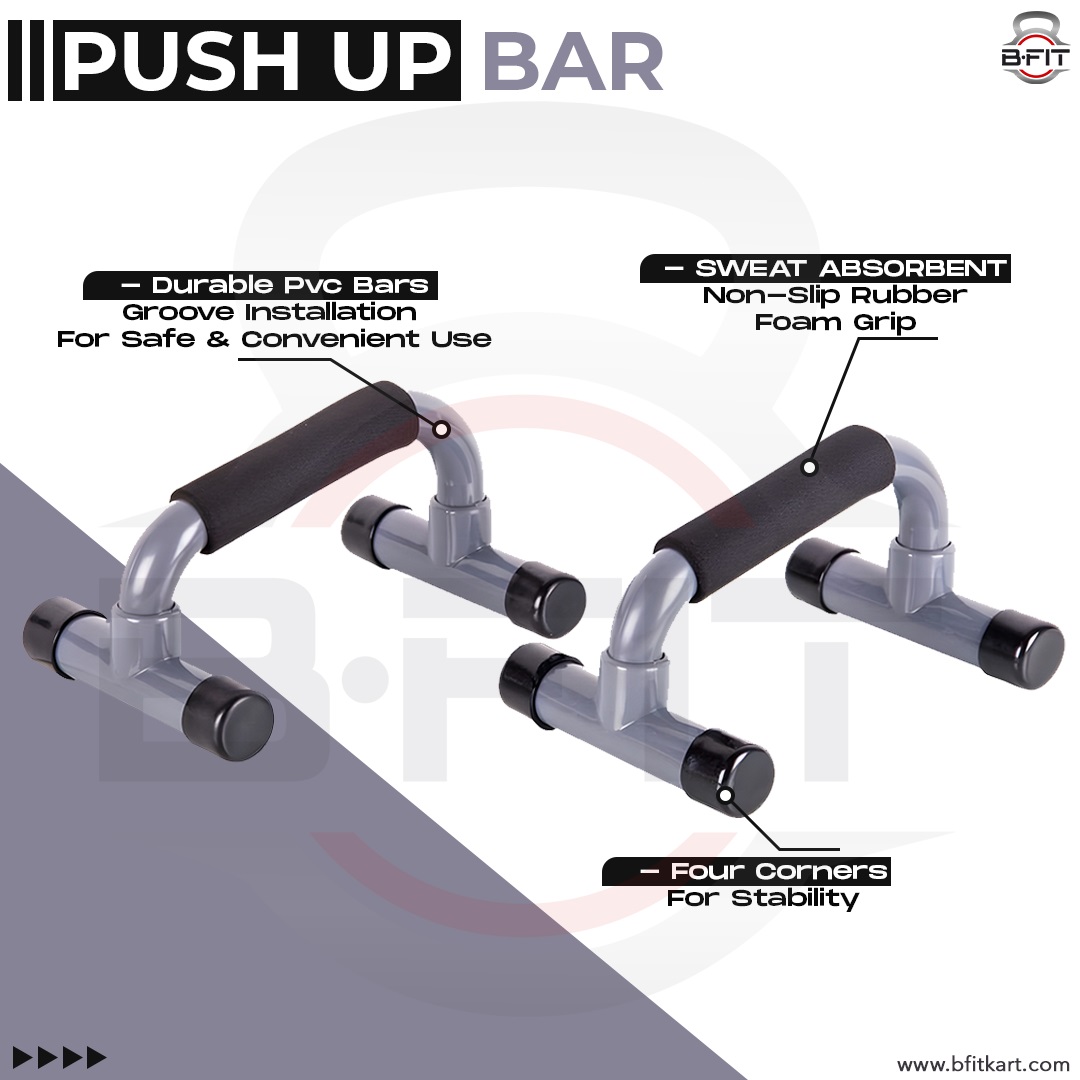 B Fit Push Up Bar Set of 2 Incline Pushup Stands for Home Fitness Training - Gymnastics Inspired Asymmetric Bars Allow Greater Range of Motion Stable Comfortable Grips - Build Strength Faster