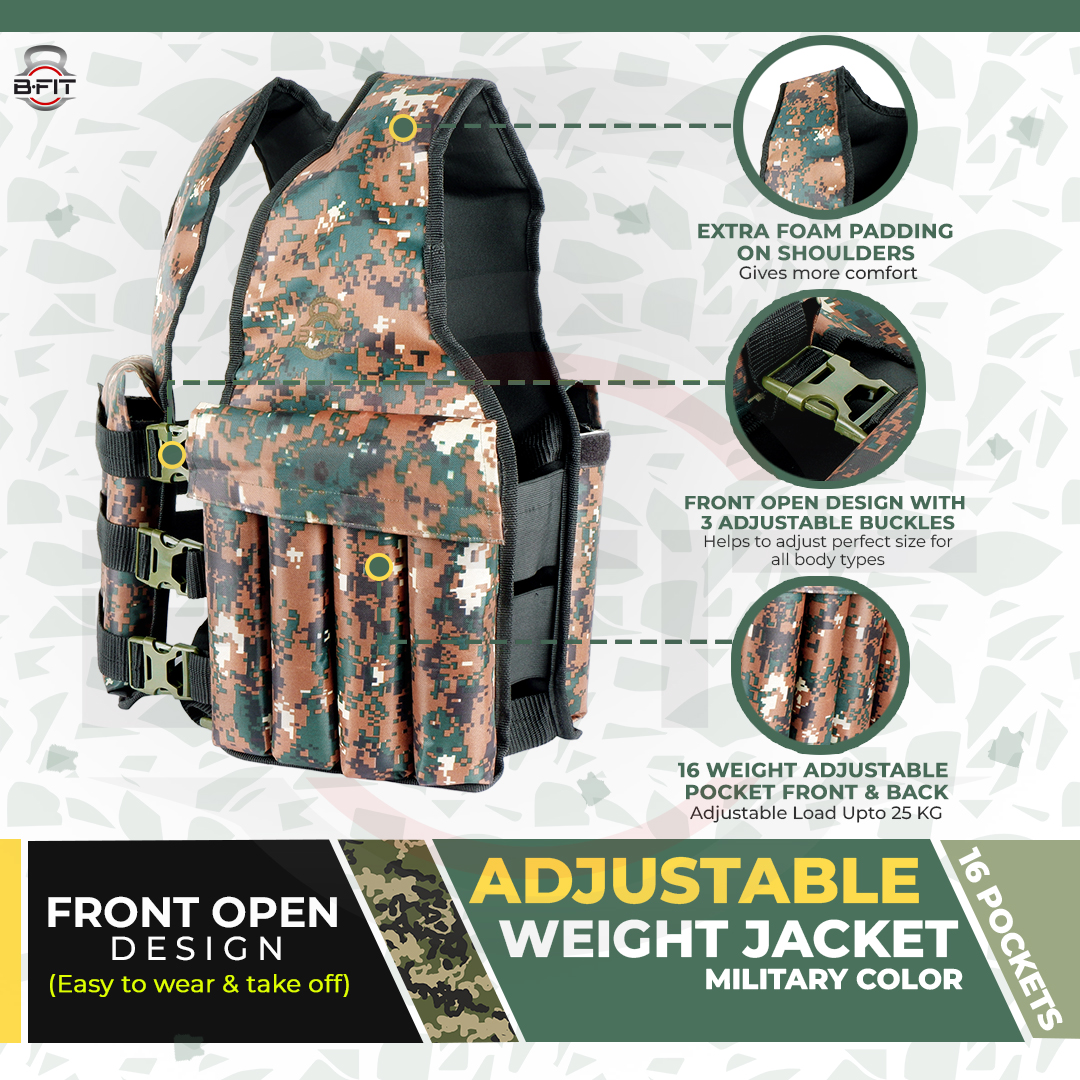 B Fit Weighted Vest Adjustable Weight 10 -25 Kg for Workout Strength Training Running Fitness Muscle Building Weight Loss Weightlifting