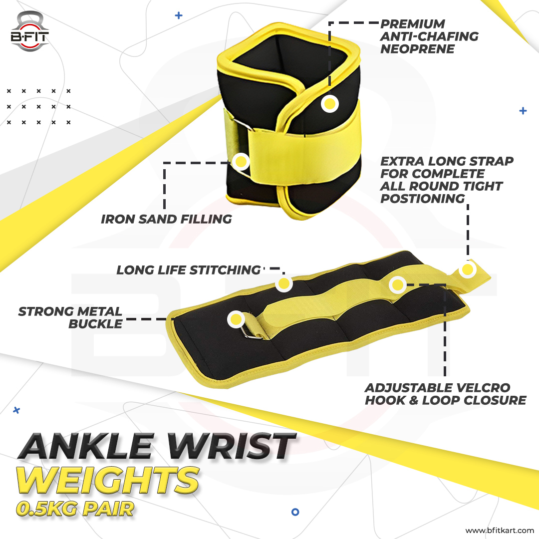 Ankle Wrist Weights 1 Pair 05 -15 Kg Each with Fully Adjustable Strap for Arm Hand Leg - Best for Walking Jogging Gymnastics Aerobics