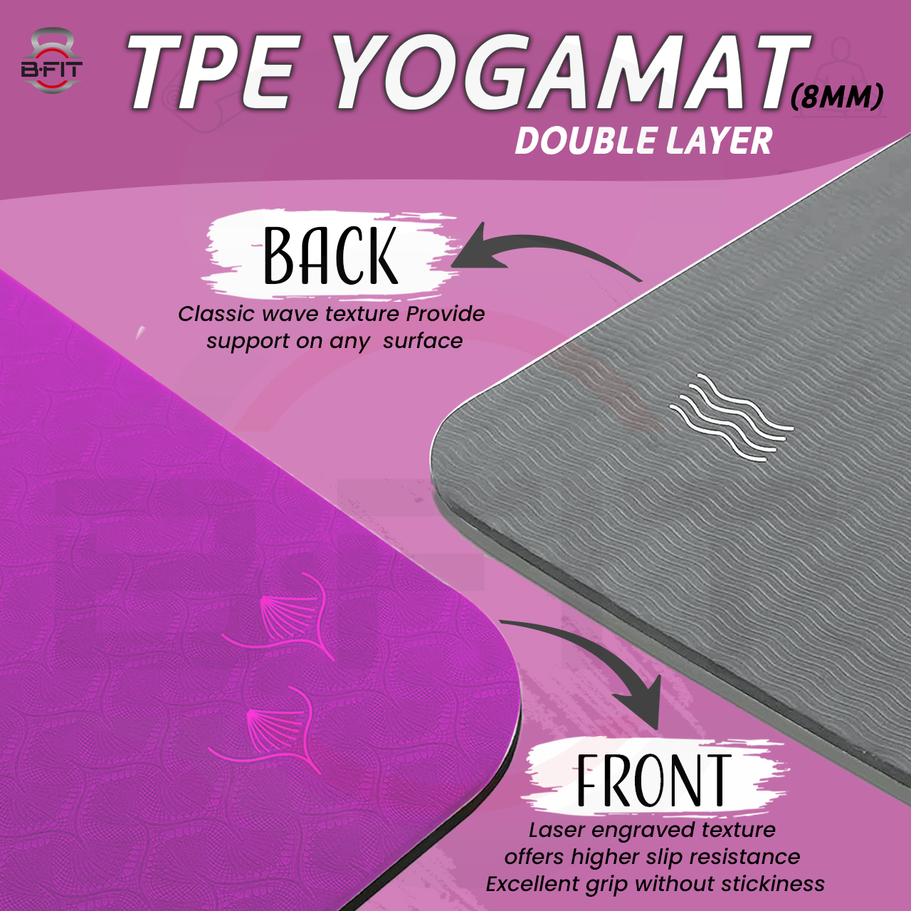 B Fit  Extra Wide 31x72 Inch 8 MM Thick Premium TPE Yoga Mat with Alignment Printed Green-Black  Color   - Classic Pro Yoga Mat Eco Friendly Non Slip Fitness Exercise Mat with Smart Carry Bag-Workout Mat for Yoga Pilates and Floor Exercises