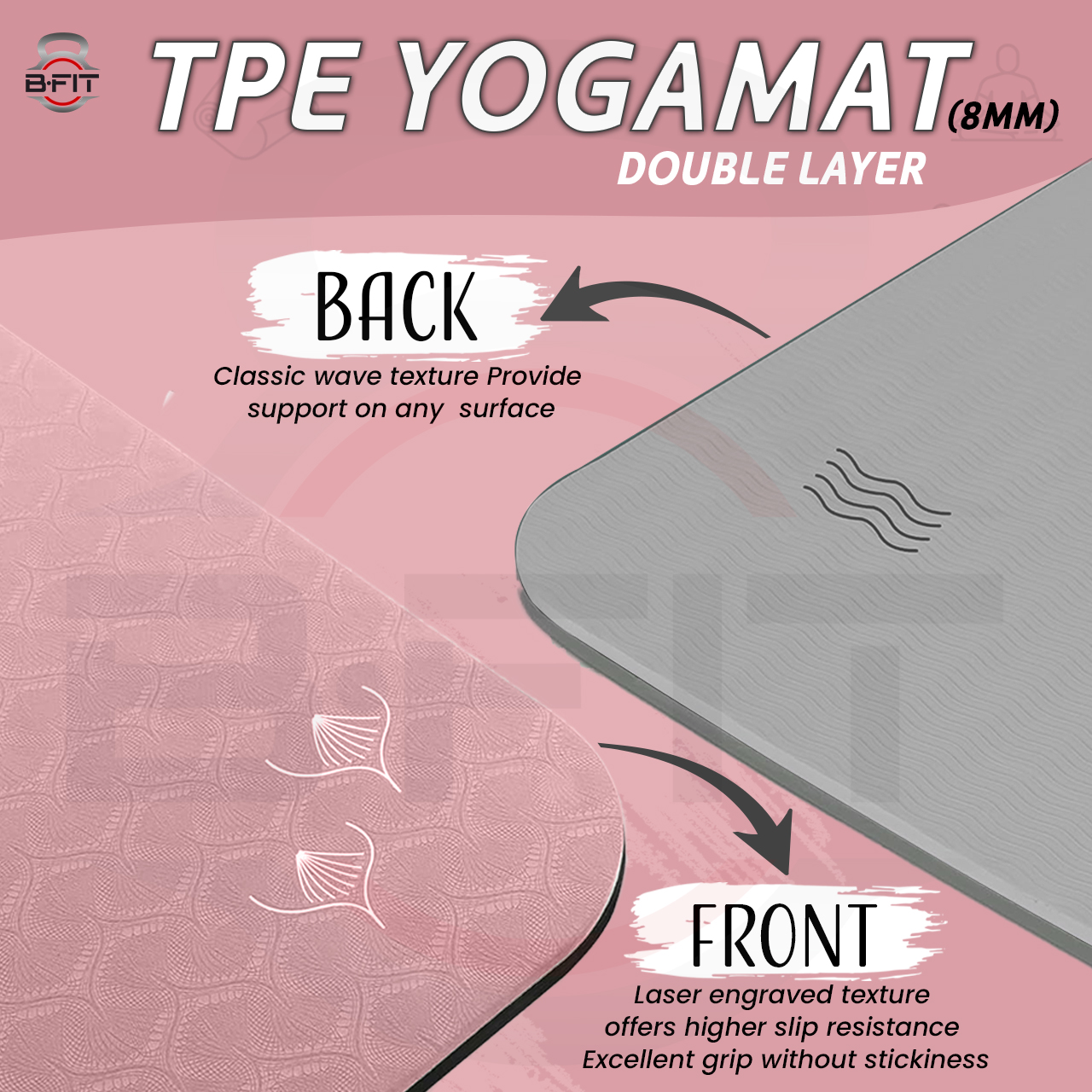 B Fit Extra Wide 31x72 Inch 8 MM Thick Premium TPE Yoga Mat with Alignment Printed Green-Black Color - Classic Pro Yoga Mat Eco Friendly Non Slip Fitness Exercise Mat with Smart Carry Bag-Workout Mat for Yoga Pilates and Floor Exercises