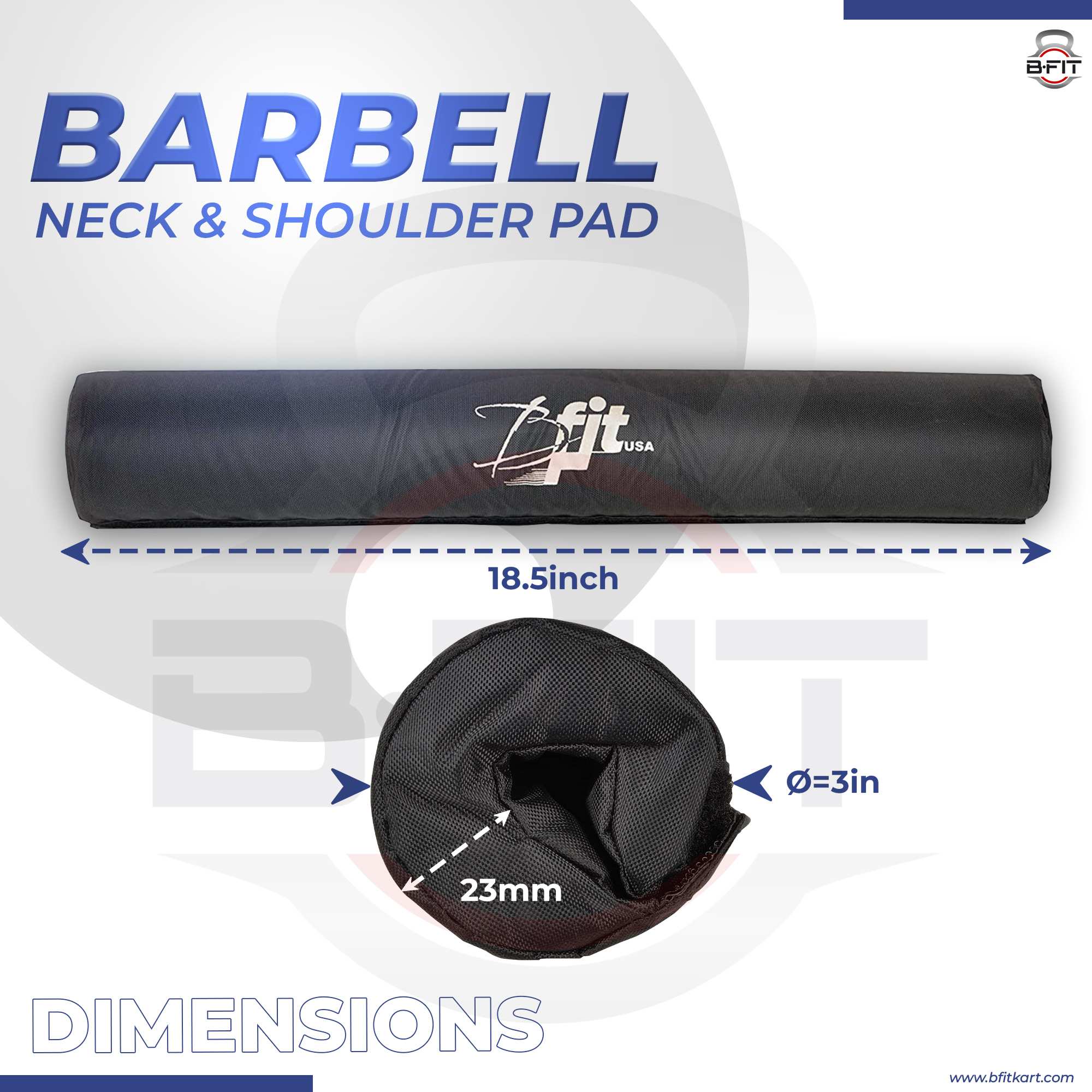 B Fit 17 Inches Black Color Extra Thick Barbell Neck Pad and Shoulder Support for Weight Lifting Crossfit Powerlifting Fits Olympic Size Bars and a Smith Machine Bar