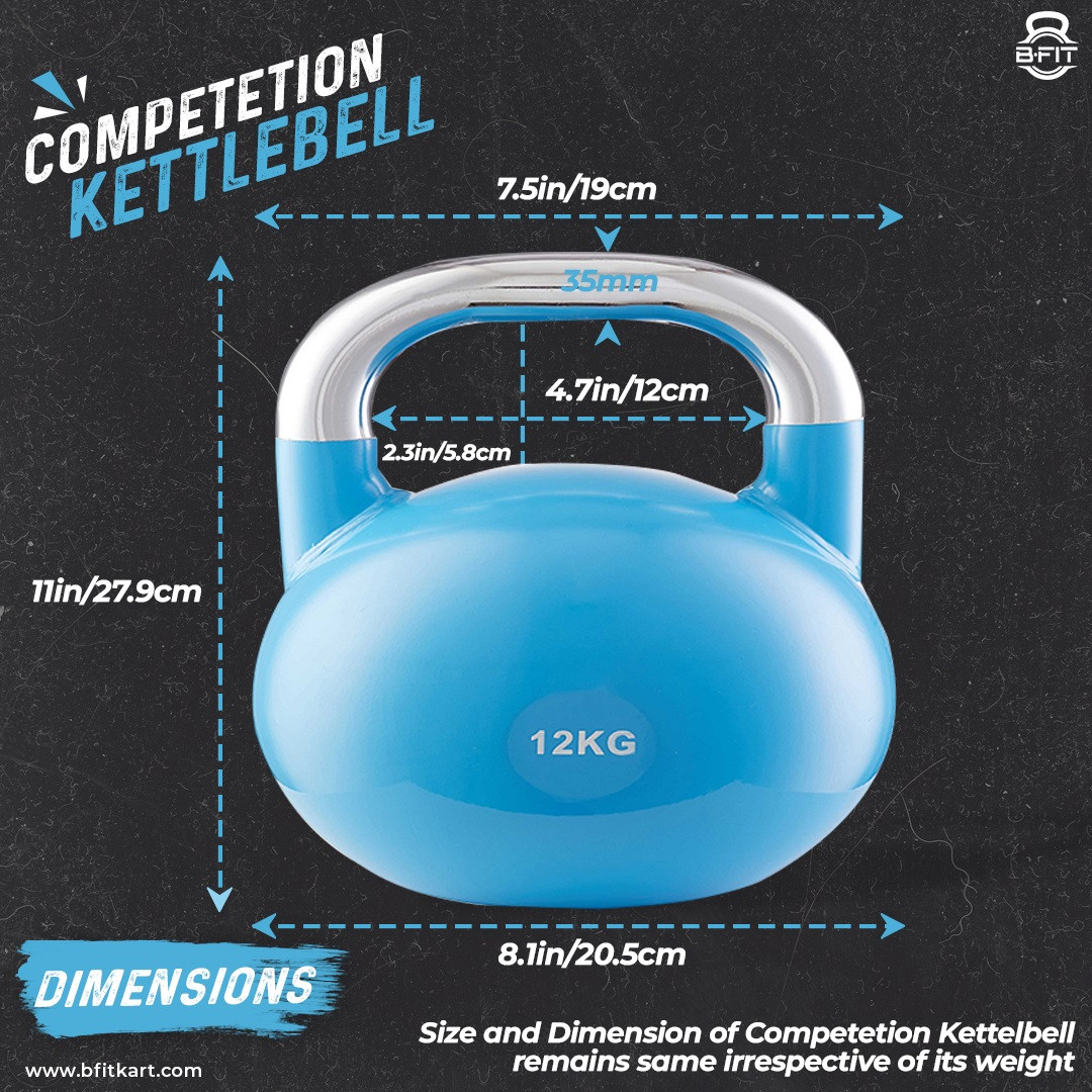B Fit Competition Kettlebell 12 KG Professional Grade Kettlebell for Fitness Weightlifting Core Training