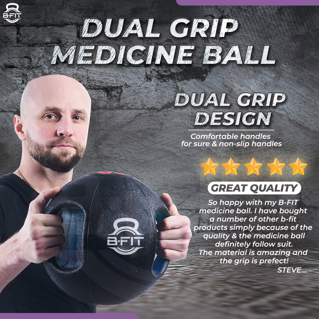 B Fit Dual Grip Medicine Ball 4 Kgs for Fitness Weighted Balance Plyometric Training Muscle Build