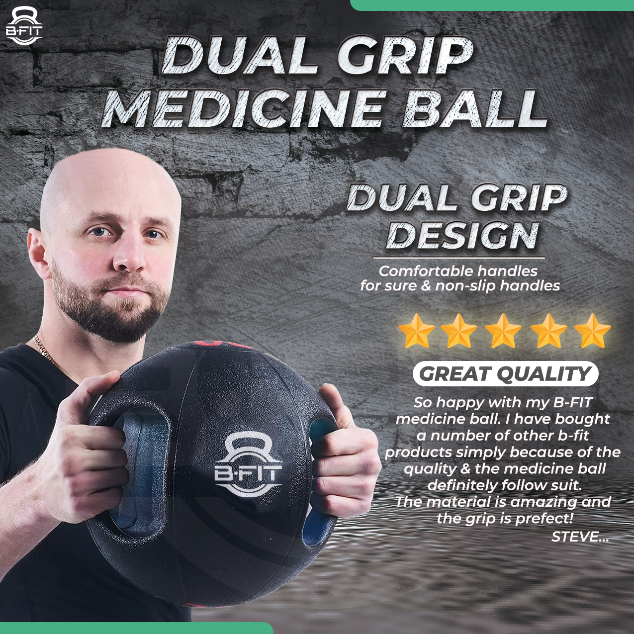 B Fit Dual Grip Medicine Ball 5 Kgs for Fitness Weighted Balance Plyometric Training Muscle Build