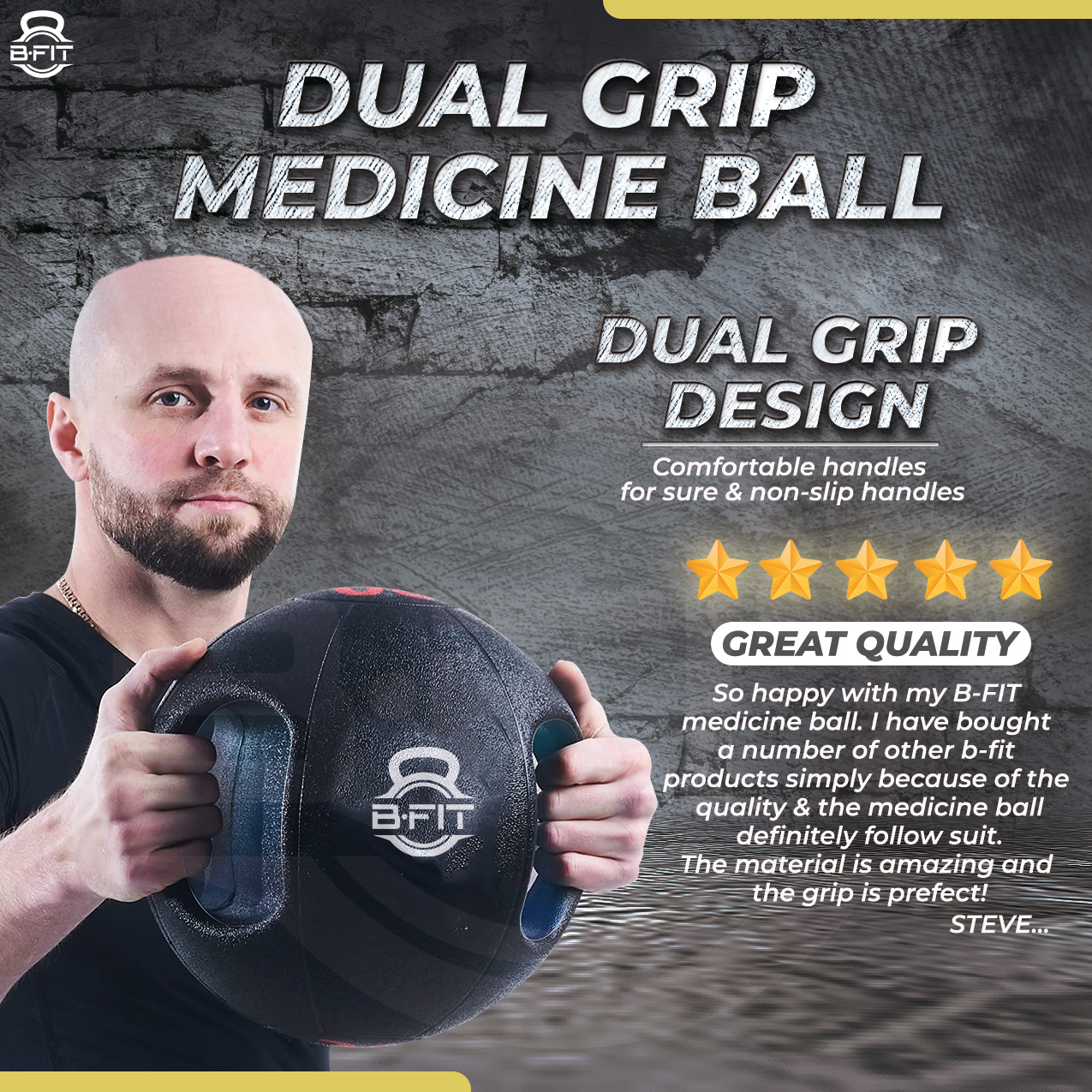 B Fit Dual Grip Medicine Ball 7 Kgs for Fitness Weighted Balance Plyometric Training Muscle Build