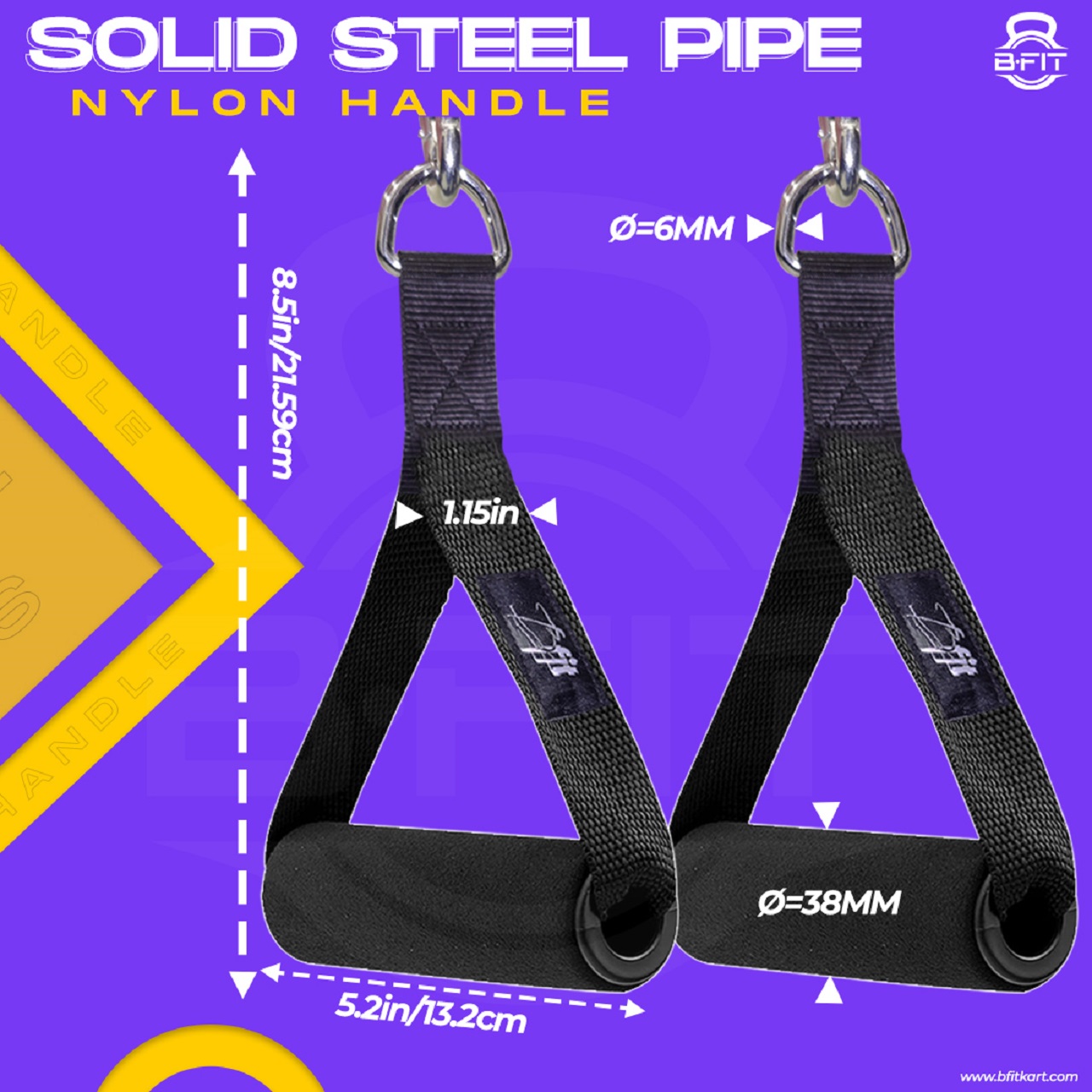 B Fit Heavy Duty Nylon Gym Handle with steel pipe