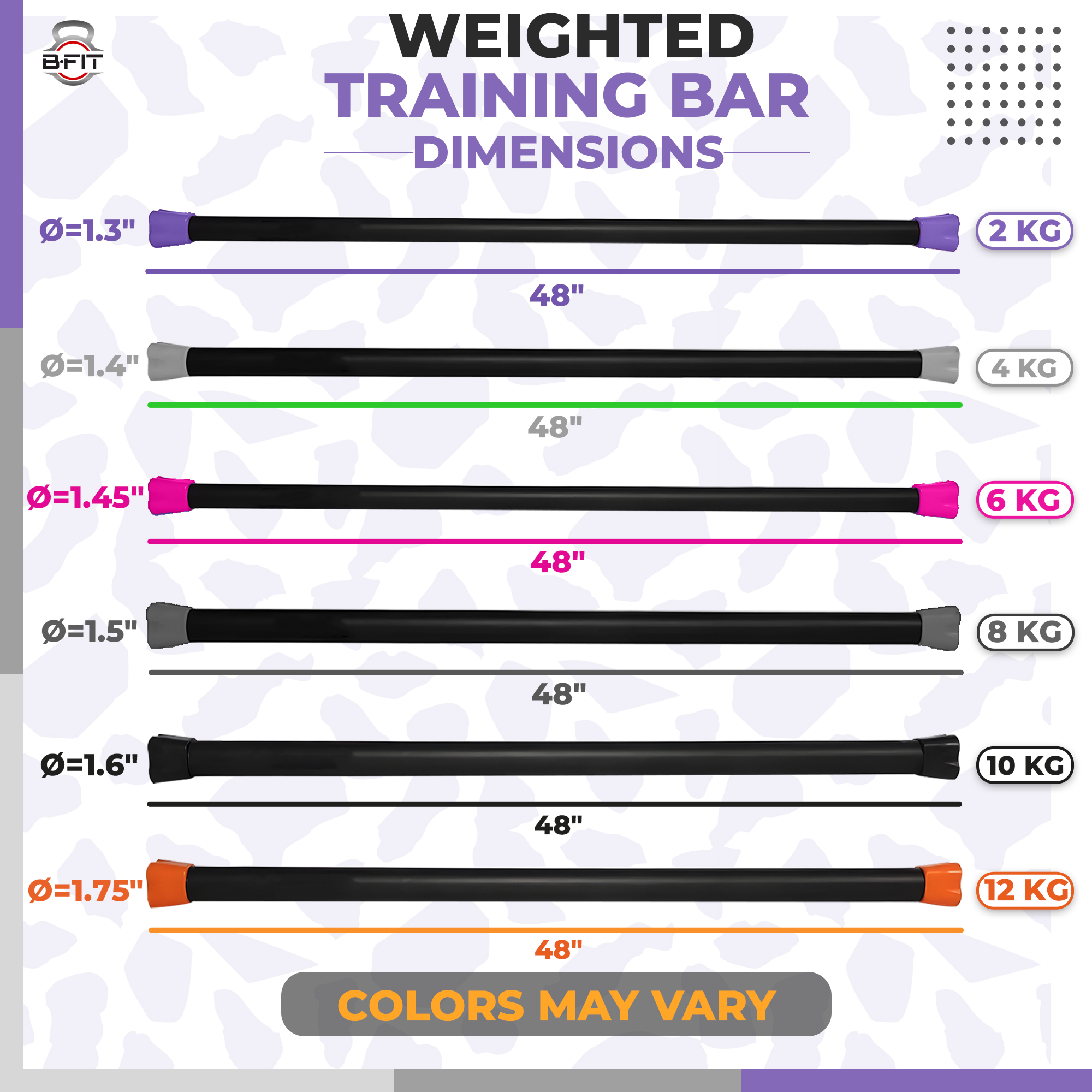 B Fit Weighted Workout Bar 2 Kg - Padded Foam 47 Heavy-Duty Solid Steel Exercise Bar for Physical Therapy Aerobics Yoga Pilates - Premium Equipment