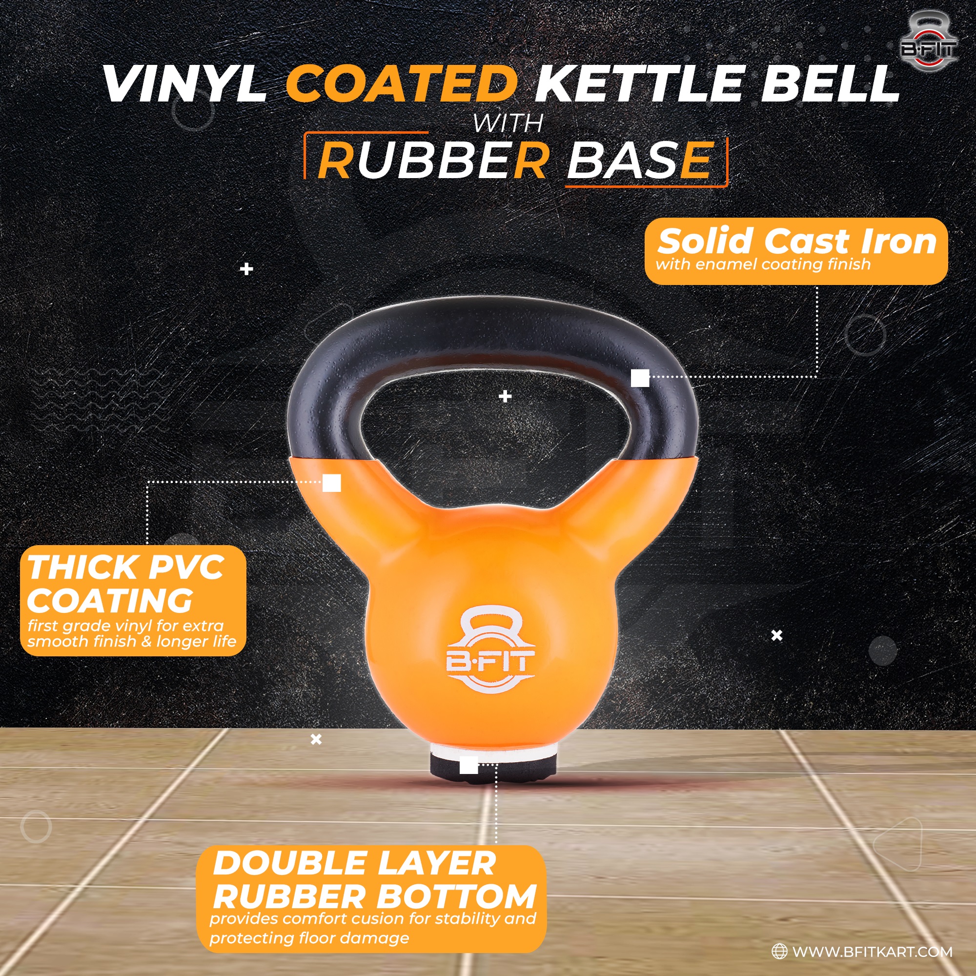 B fit Vinyl Kettlebell 4 Kg with Base