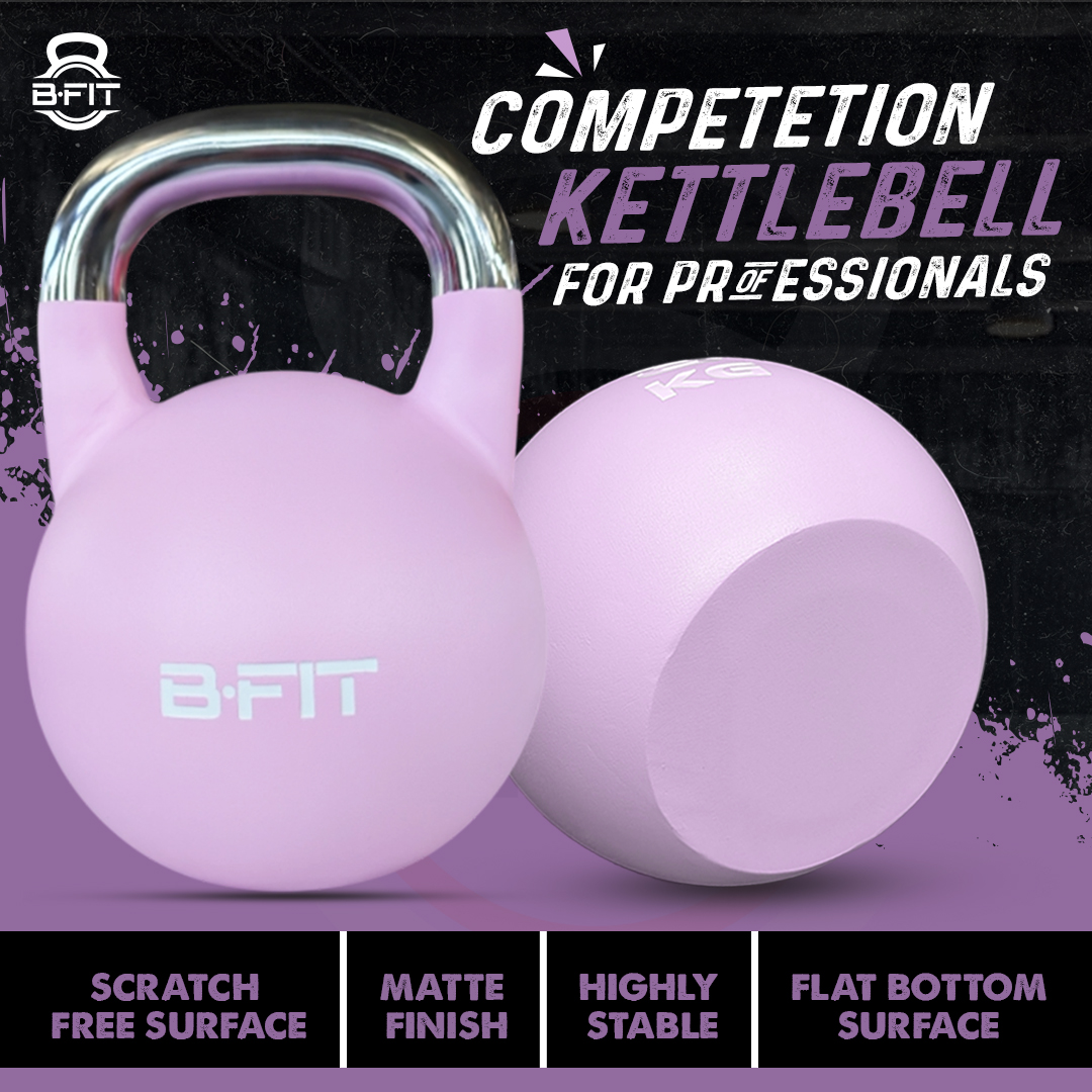 B Fit Matte Finish Competition Kettlebell 8 Kg Weight Workout Gym Equipment and Strength training sets for Women and Men for Home Gym - Suitable for Repetition Workouts