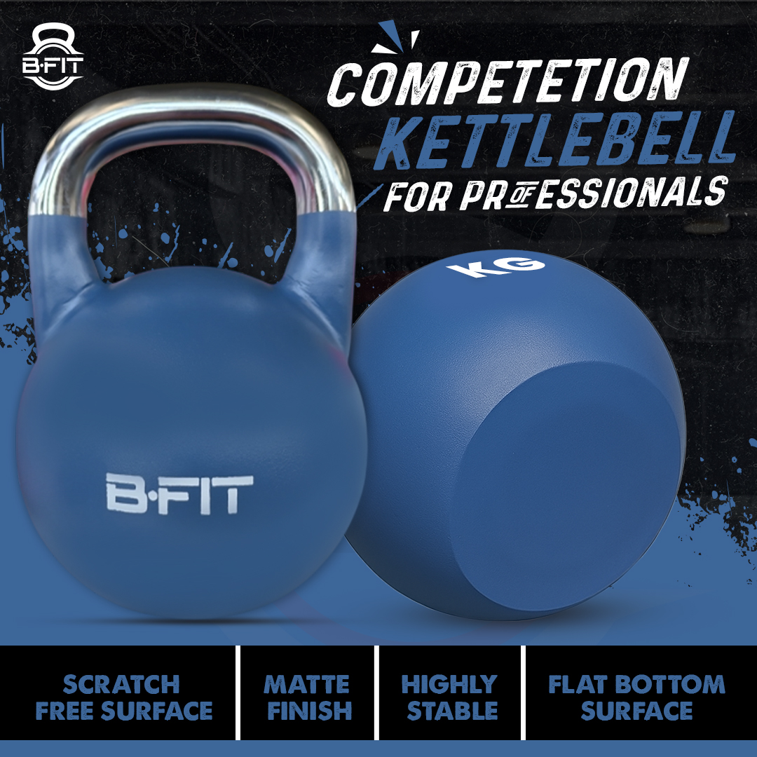 B Fit Matte Finish Competition Kettlebell 10 Kg Weight Workout Gym Equipment and Strength training sets for Women and Men for Home Gym - Suitable for Repetition Workouts