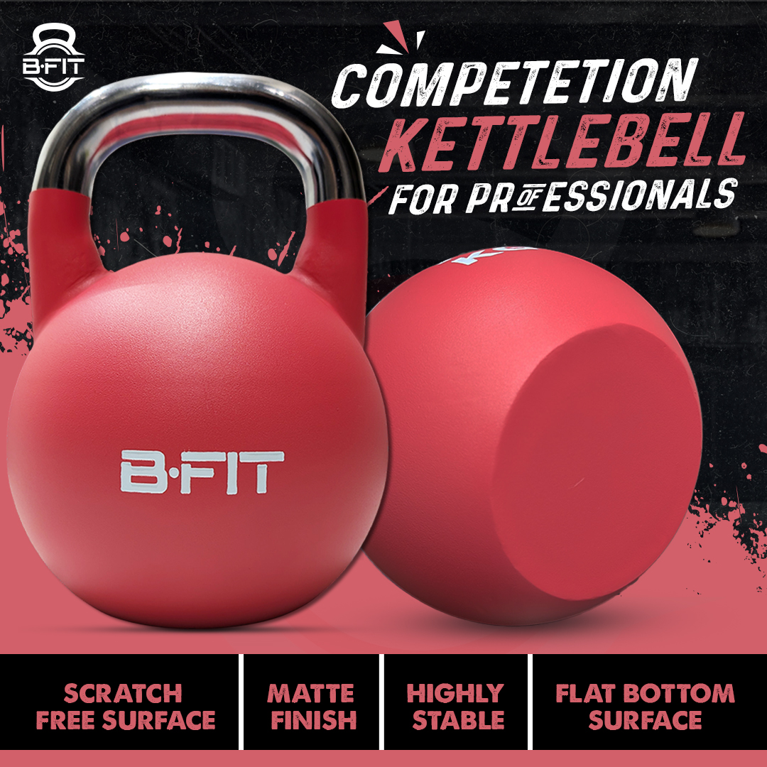 B Fit Matte Finish Competition Kettlebell 12 Kg Weight Workout Gym Equipment and Strength training sets for Women and Men for Home Gym - Suitable for Repetition Workouts