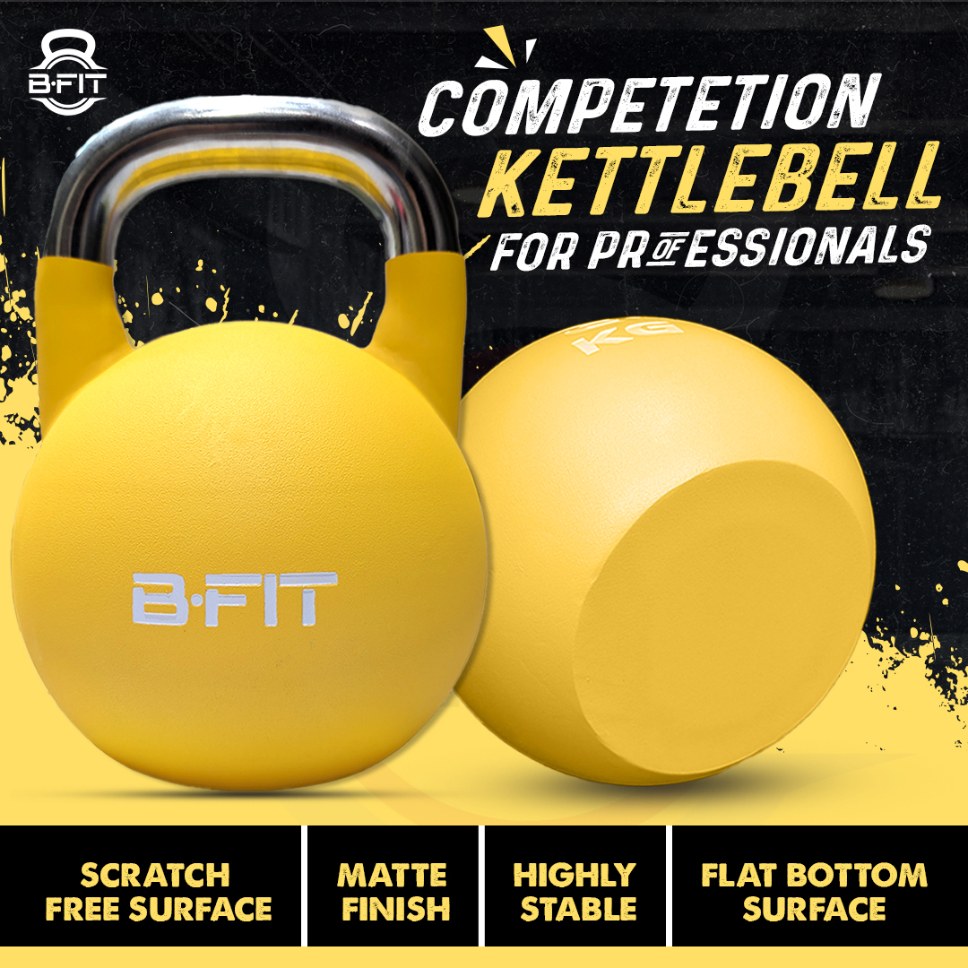 B Fit Matte Finish Competition Kettlebell 16 Kg Weight Workout Gym Equipment and Strength training sets for Women and Men for Home Gym - Suitable for Repetition Workouts