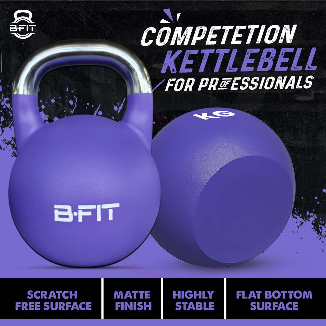B Fit Matte Finish Competition Kettlebell 24 Kg Weight Workout Gym Equipment and Strength training sets for Women and Men for Home Gym - Suitable for Repetition Workouts