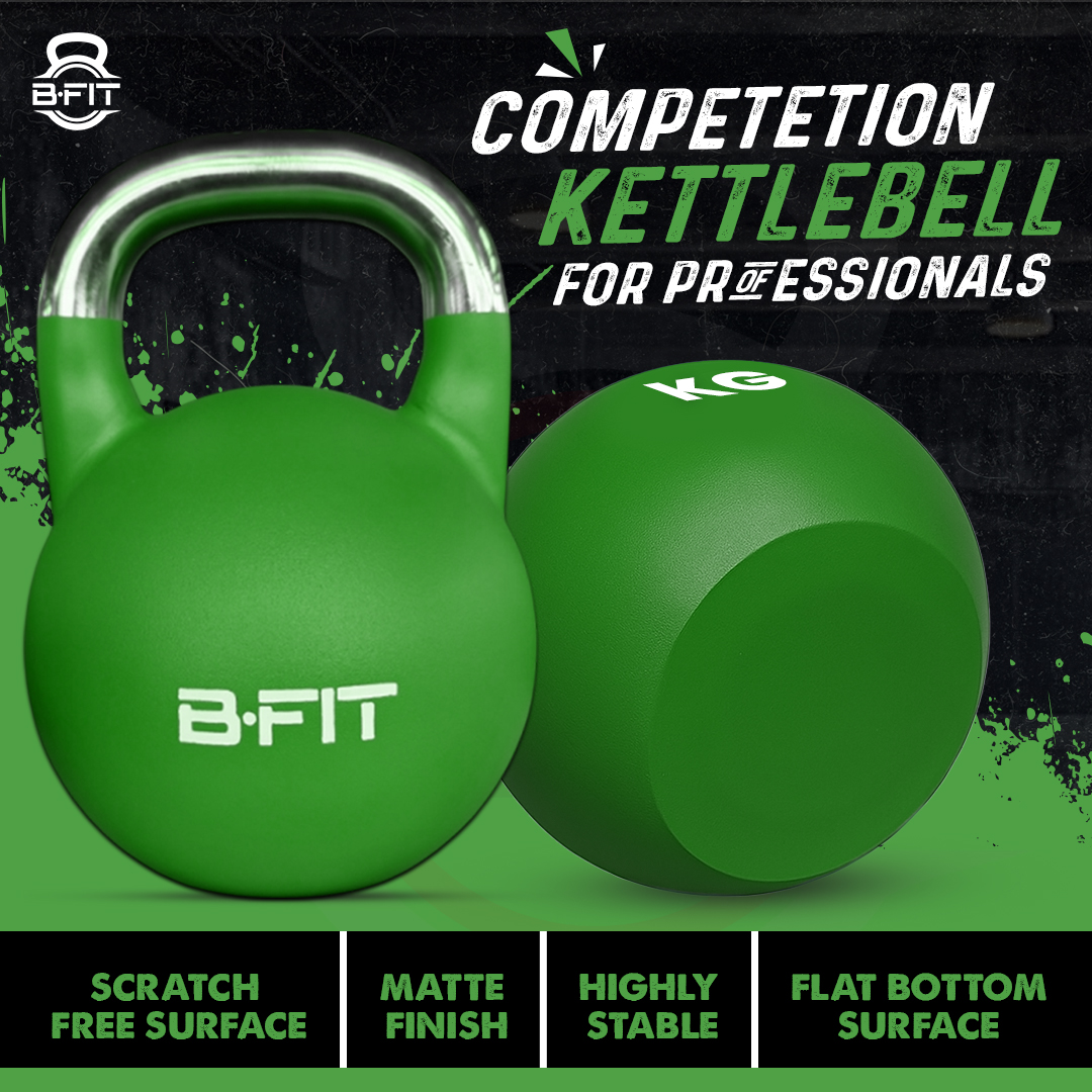 B Fit Matte Finish Competition Kettlebell 28 Kg Weight Workout Gym Equipment and Strength training sets for Women and Men for Home Gym - Suitable for Repetition Workouts