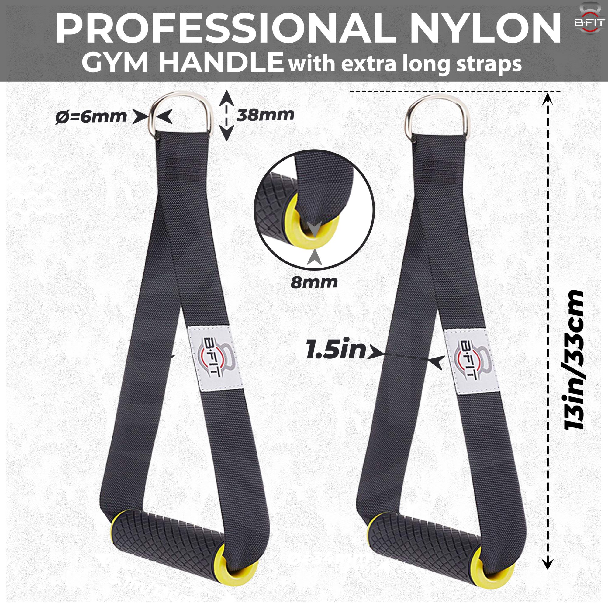 B Fit Heavy Duty Nylon Gym Handle with long strap Pair