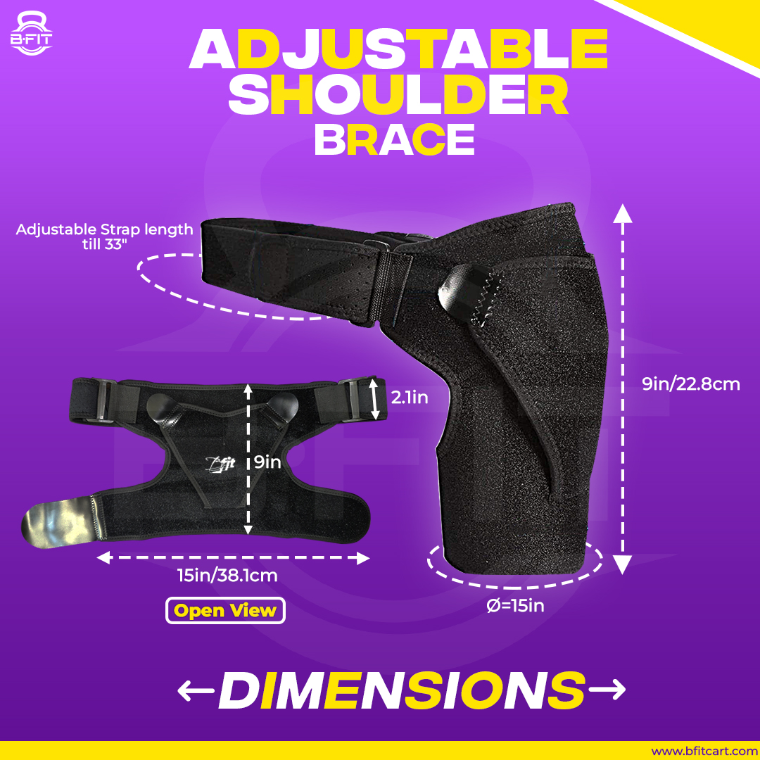 B fit Adjustable Brace for Torn Rotator Cuff Tendonitis Dislocation Bursitis Labrum Tear Pain Fits Right or Left Shoulder Support with Pressure Pad for MenWomen Free Size Black