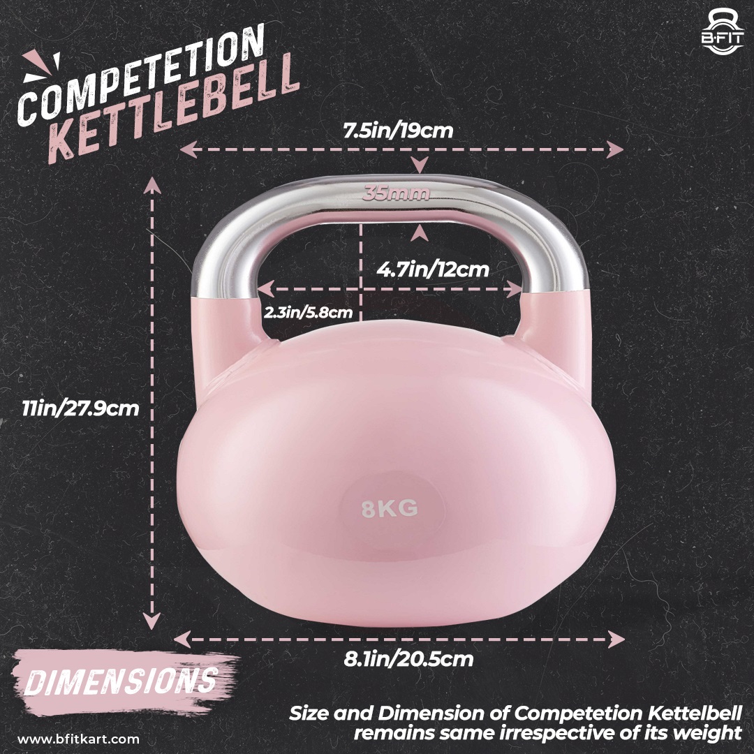 B Fit Competition Kettlebell 8 KG Professional Grade Kettlebell for Fitness Weightlifting Core Training