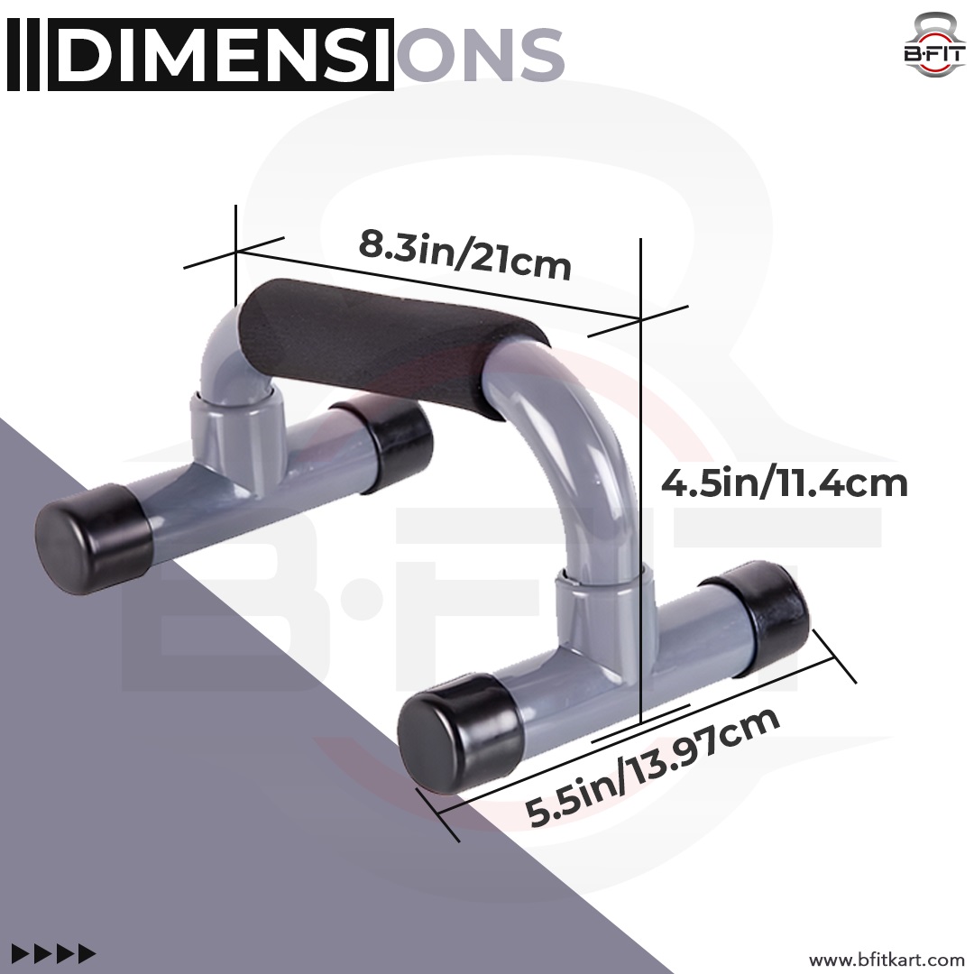 B Fit Push Up Bar Set of 2 Incline Pushup Stands for Home Fitness Training - Gymnastics Inspired Asymmetric Bars Allow Greater Range of Motion Stable Comfortable Grips - Build Strength Faster