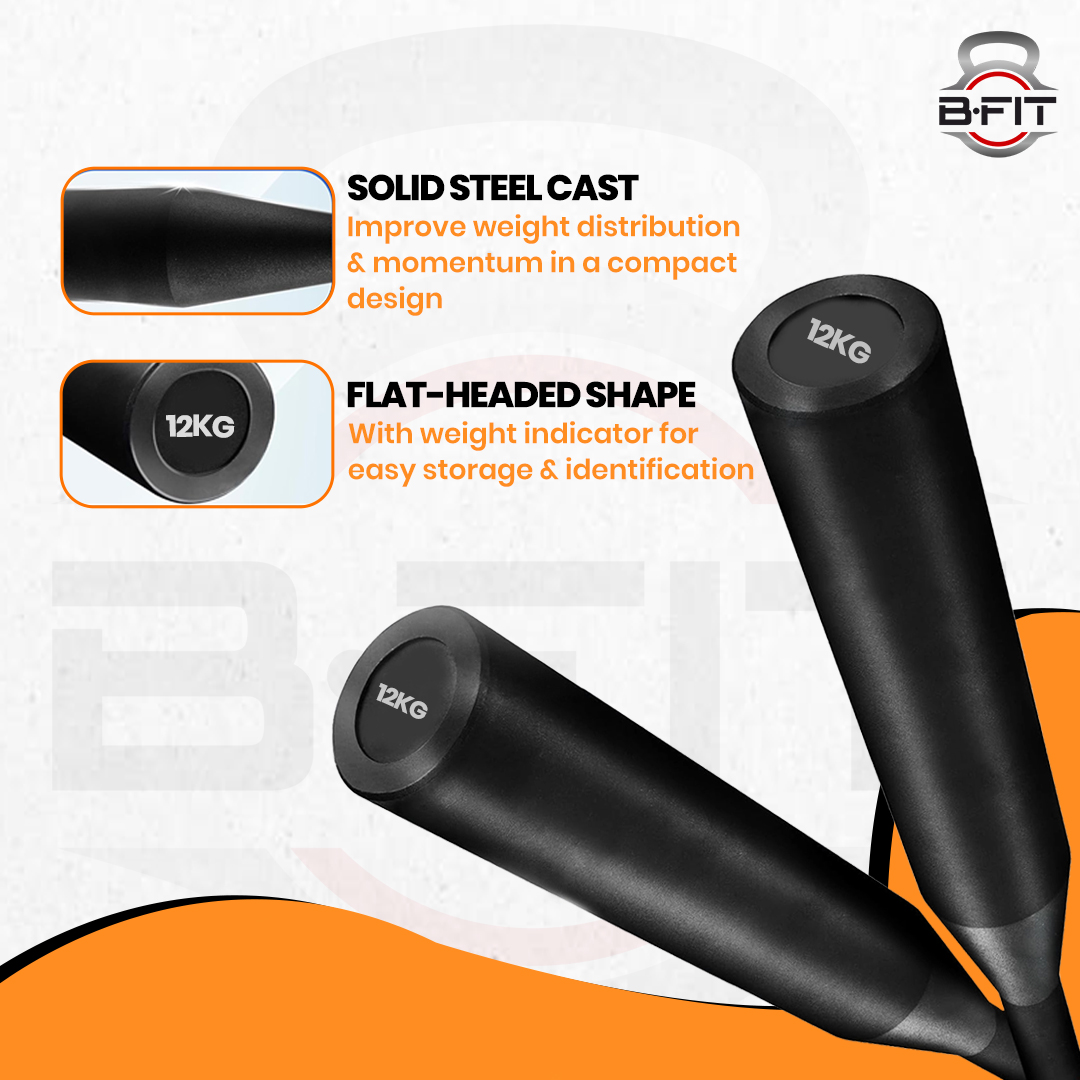 B Fit Club Bell Steel Bar 12 Kg Strength Training Rehabilitation Stretching Conditioning and Rotational Training