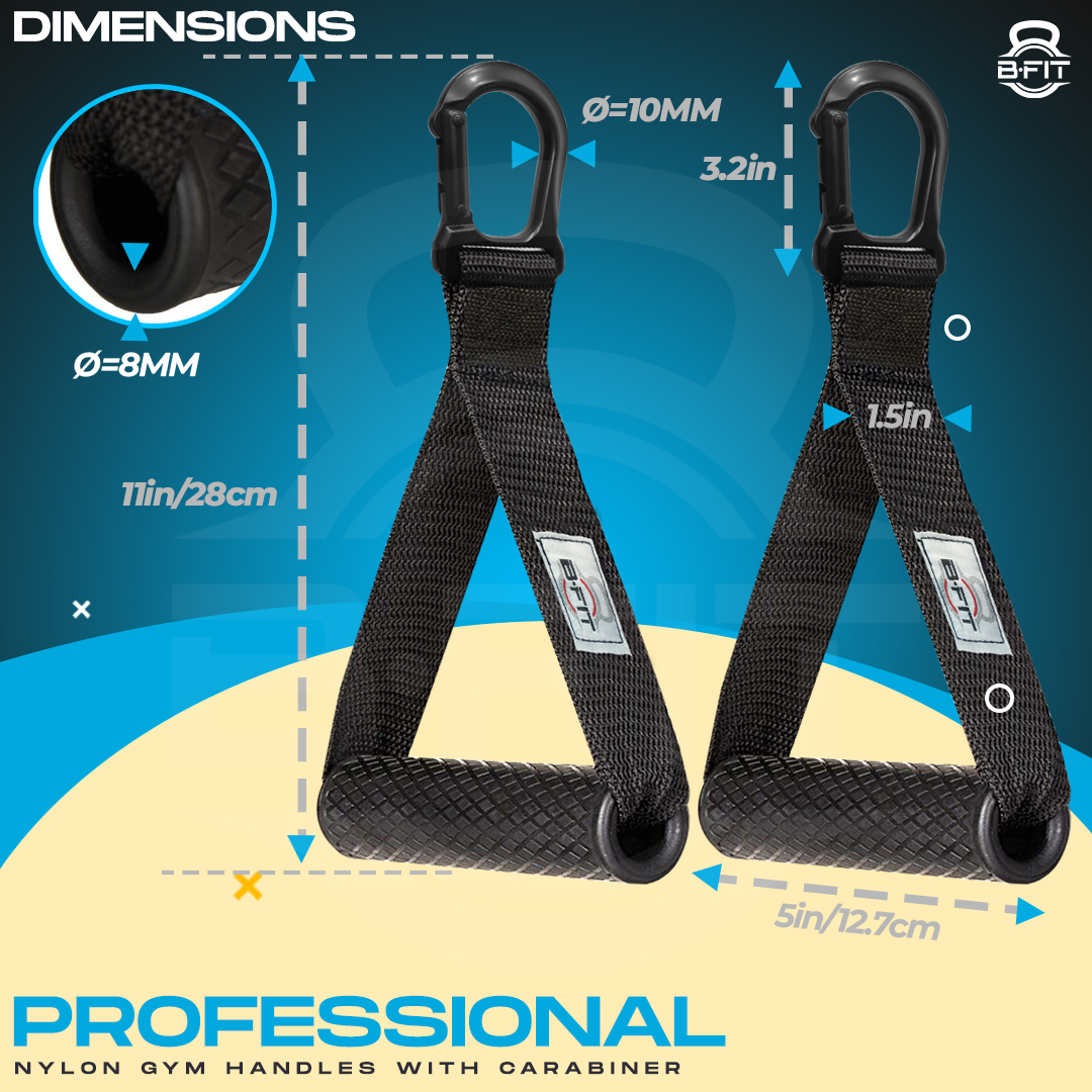 B Fit Super Heavy Nylon Gym Handle with big and heavy snap hooks