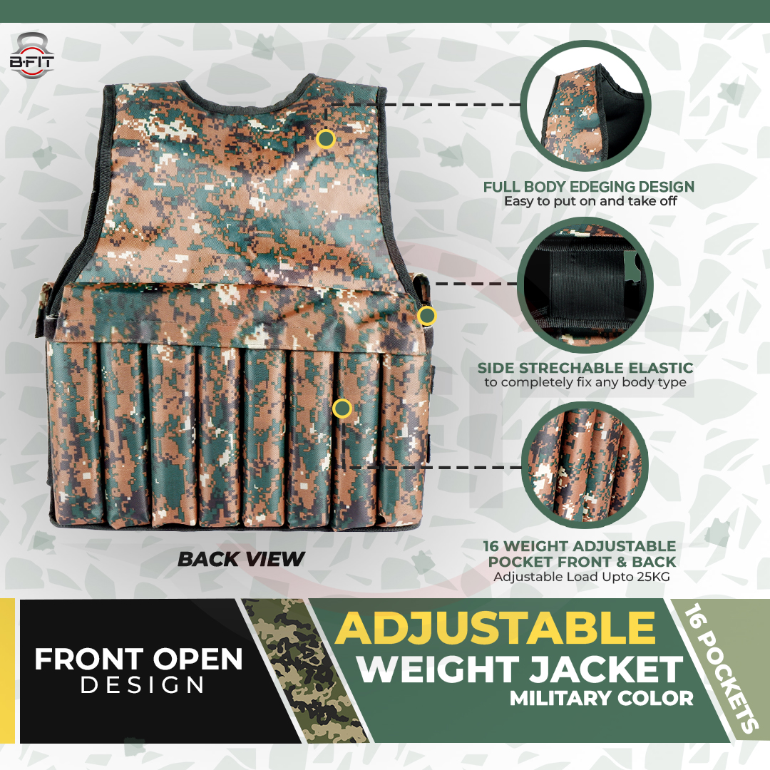 B Fit Weighted Vest Adjustable Weight 10 -25 Kg for Workout Strength Training Running Fitness Muscle Building Weight Loss Weightlifting