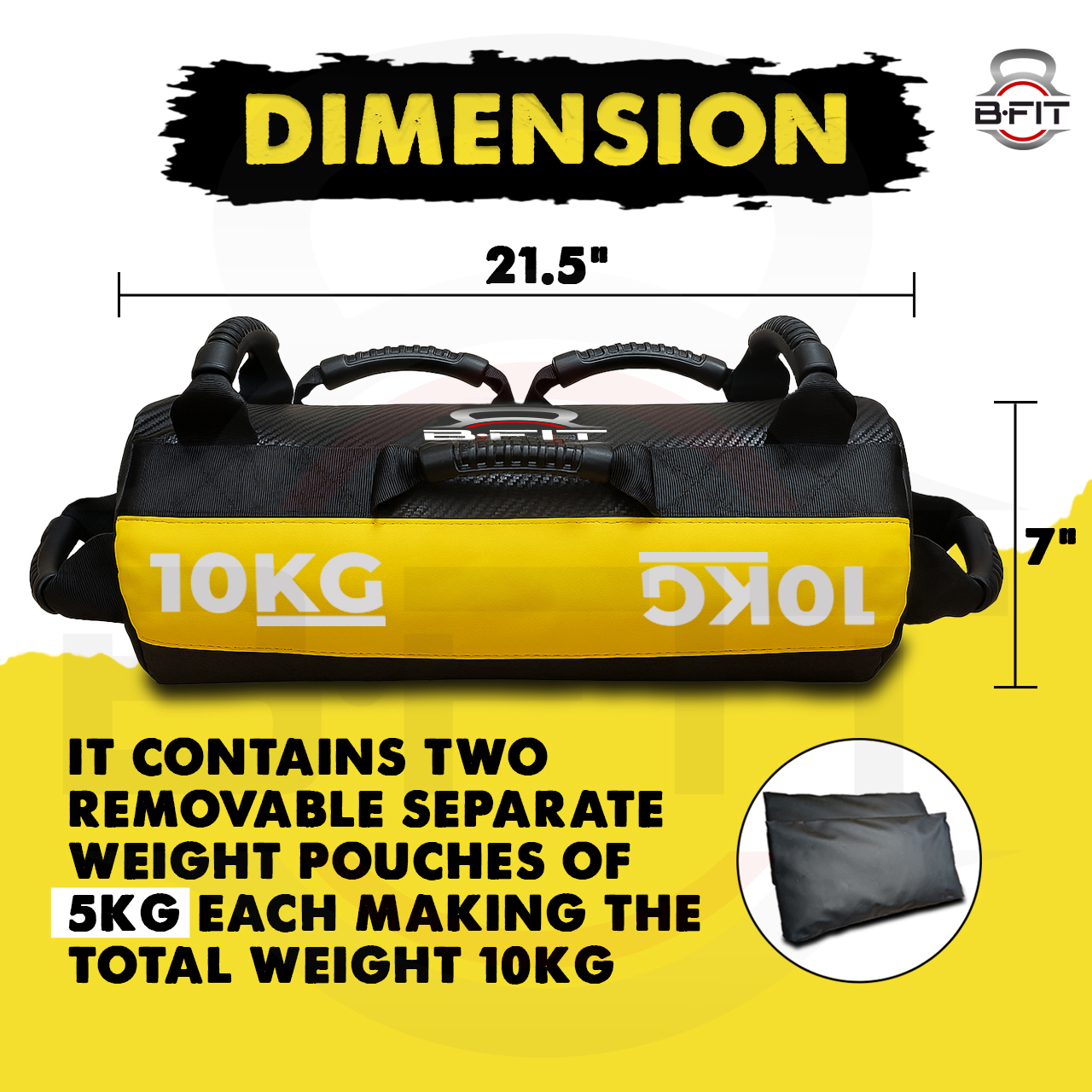 B Fit Sandbag for Fitness Weights Training filled Power Bags with Handles Adjustable Weighted Slam Bag for Strength Powerlifting Running Heavy Workout Home Gym Exercise 10 Kg