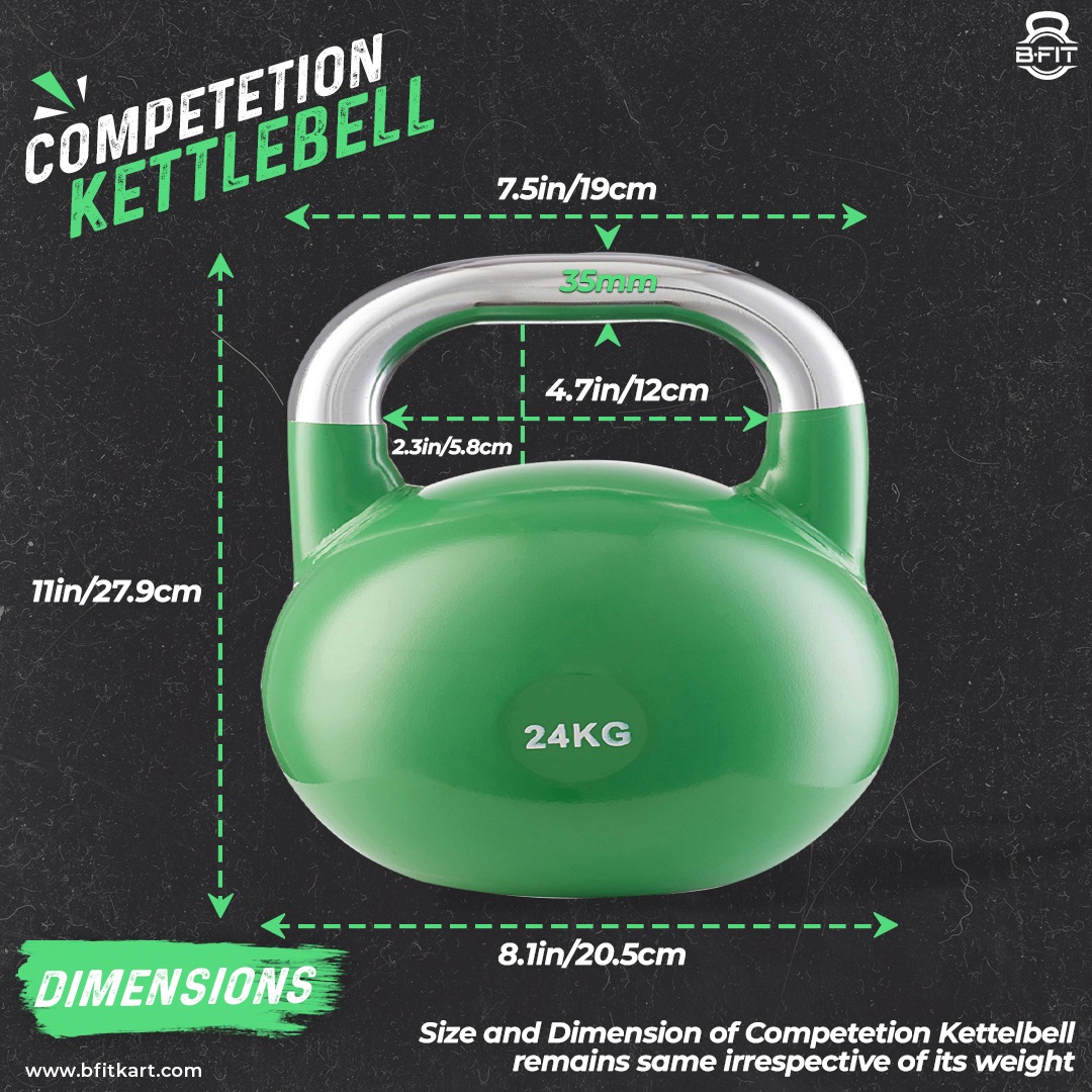 B Fit Competition Kettlebell 24 KG Professional Grade Kettlebell for Fitness Weightlifting Core Training