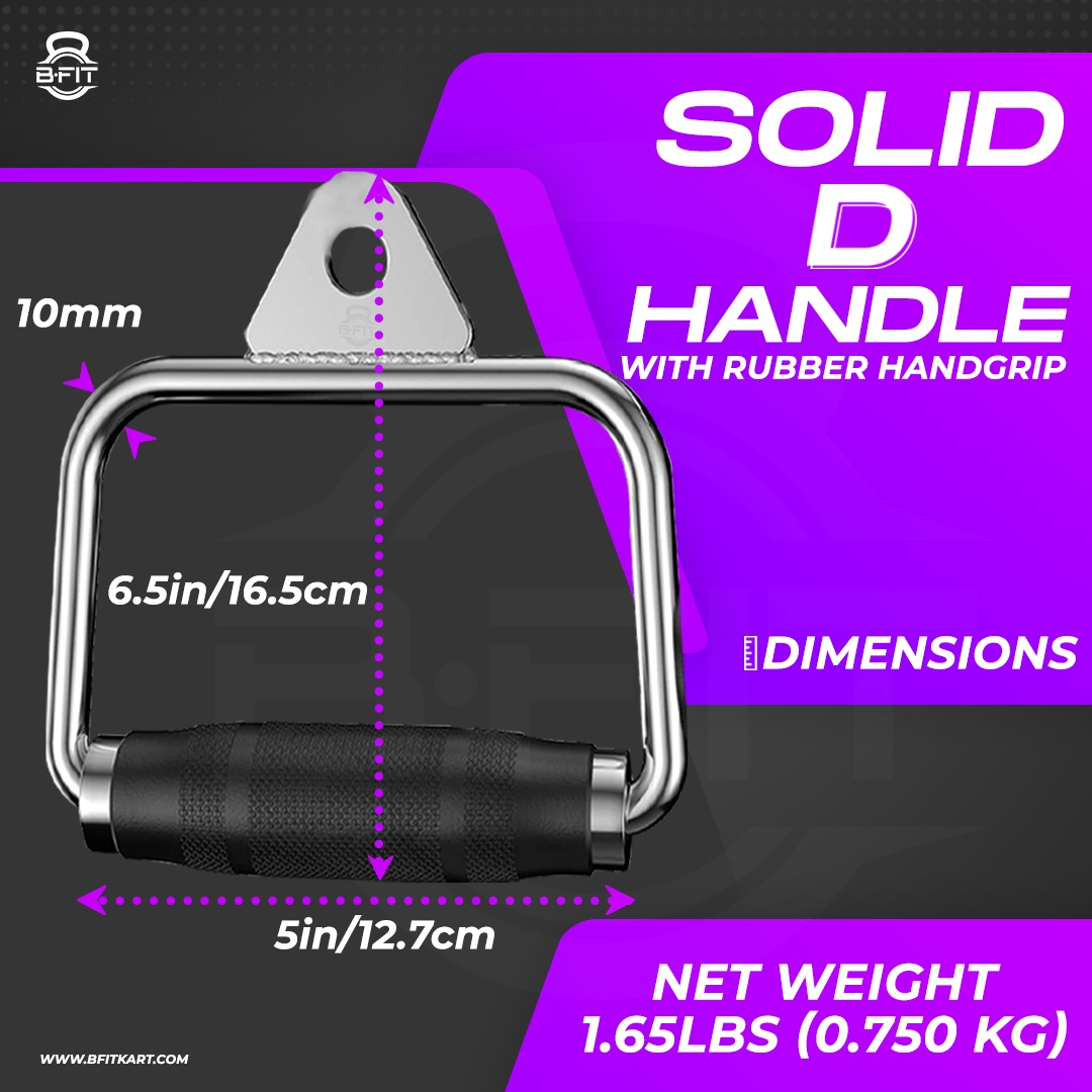 B fit Single D-Handle Single Chrome Handle Cable Attachment with Handgrips