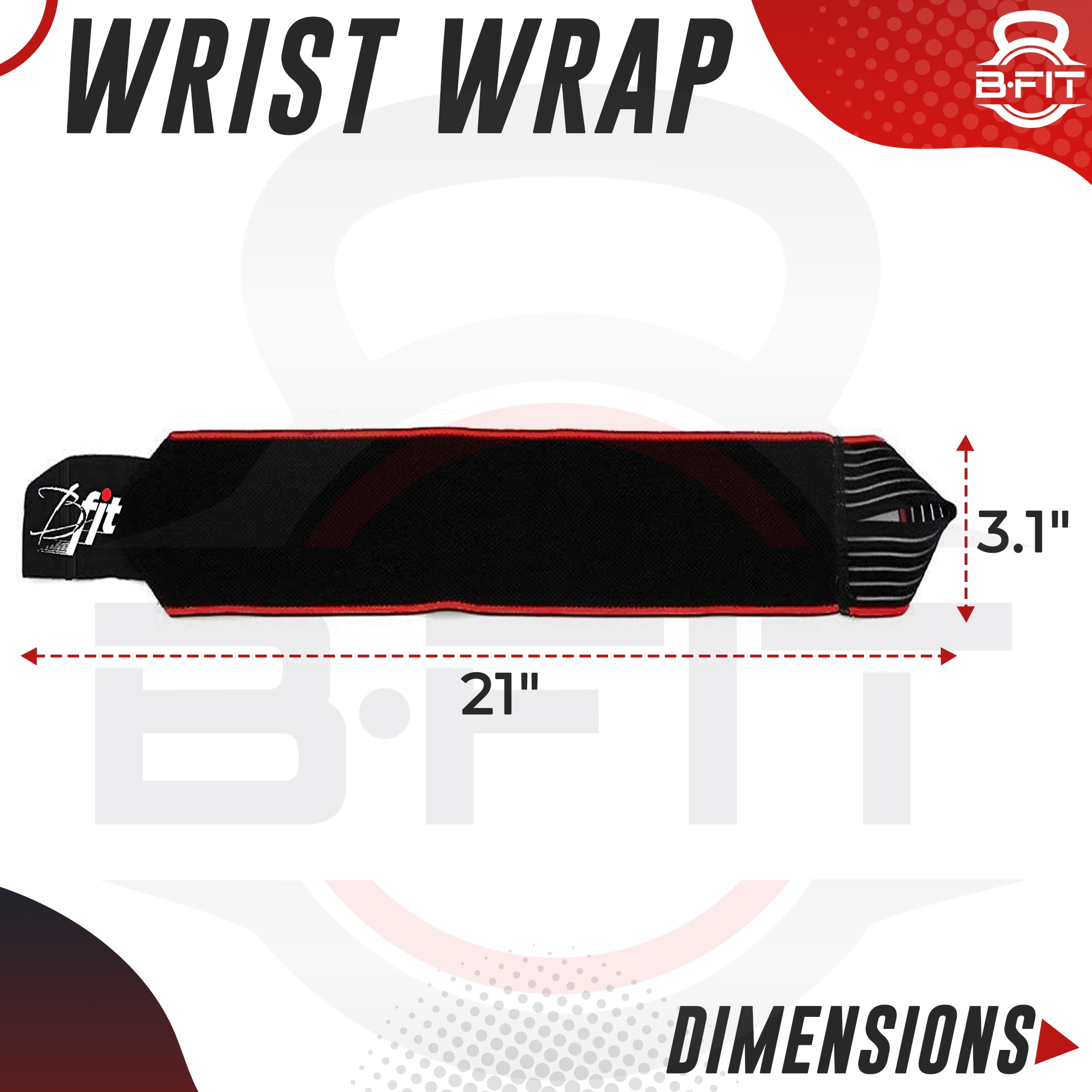 B Fit Pair of Weightlifting Support Straps with Thumb Loops - Heavy Duty Wrist Wraps Support Braces for Gym Weight TrainingPowerlifting Strength Fitness Training