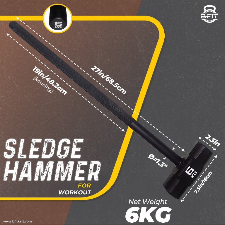 B Fit 6 Kg Hammer Sledgehammer Functional Training Cross Fitness