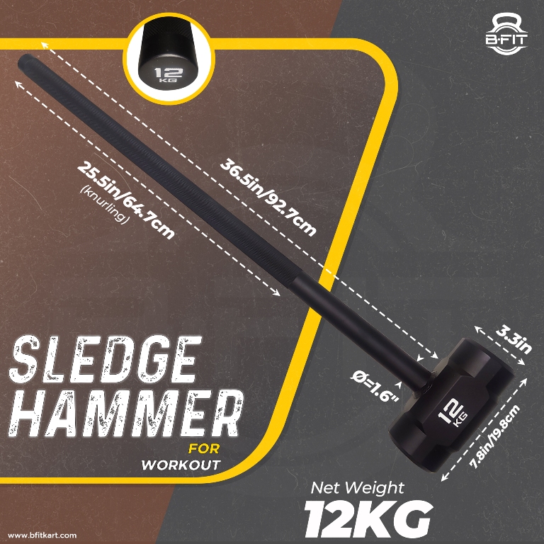 B Fit 12 Kg Hammer Sledgehammer Functional Training Cross Fitness