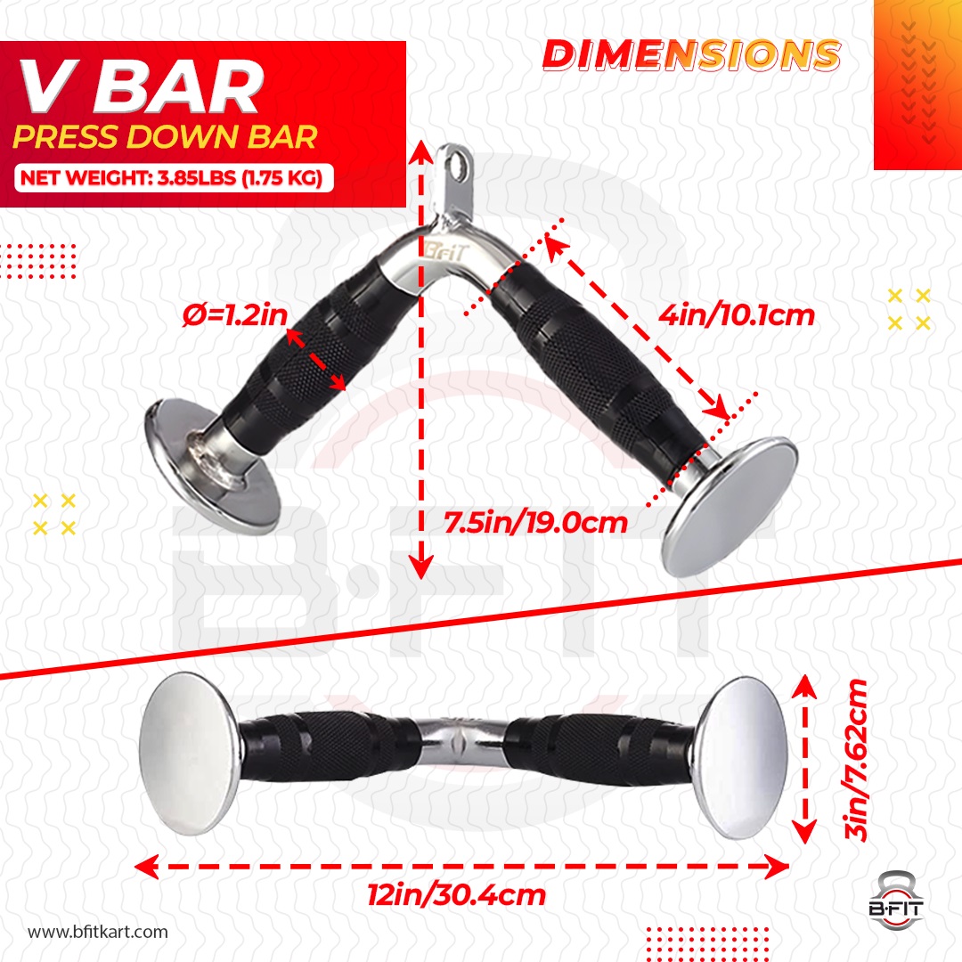B fit V Bar Cable Attachment Pull Down Attachment Press Down Bar Multi Gym Handle