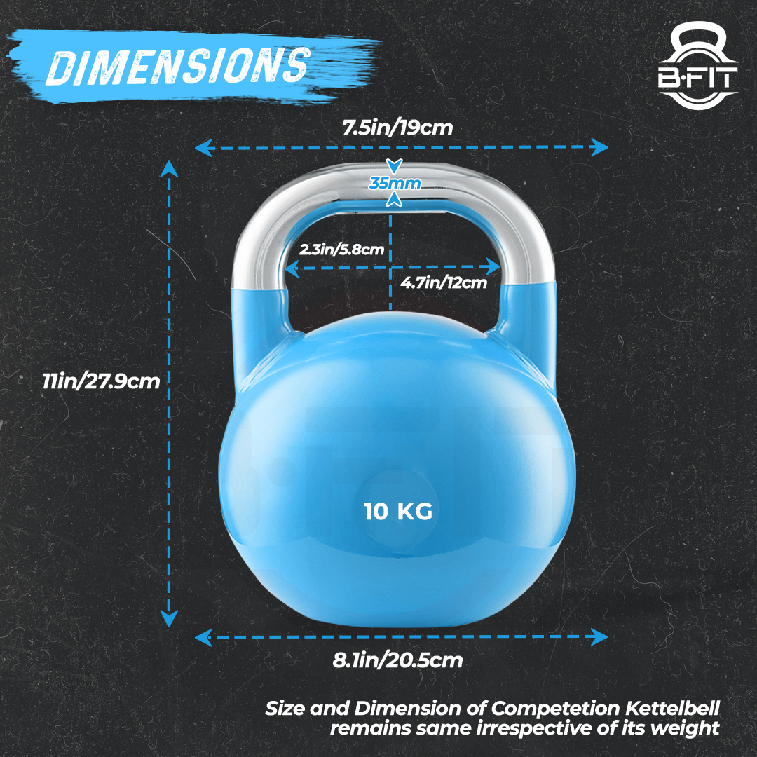 B Fit Competition Kettlebell 10 KG Professional Grade Kettlebell for Fitness Weightlifting Core Training