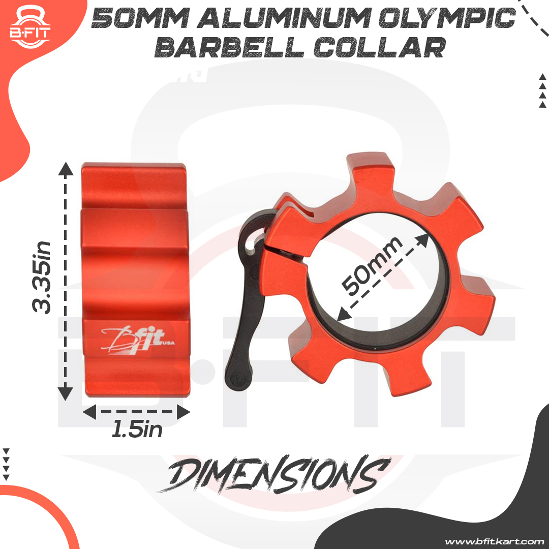 B Fit 2 50 MM Olympic Barbell Clamps Aluminum 2 PCS Quick Release Barbell Locking Clamps Bar Weight Plates Collar