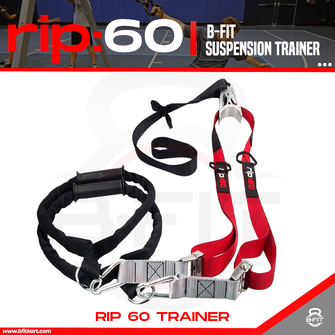 B Fit RIP60 Body-Weight Fitness Resistance Straps Trainer Travel and Working Out Indoors Outdoors with DVDs Set