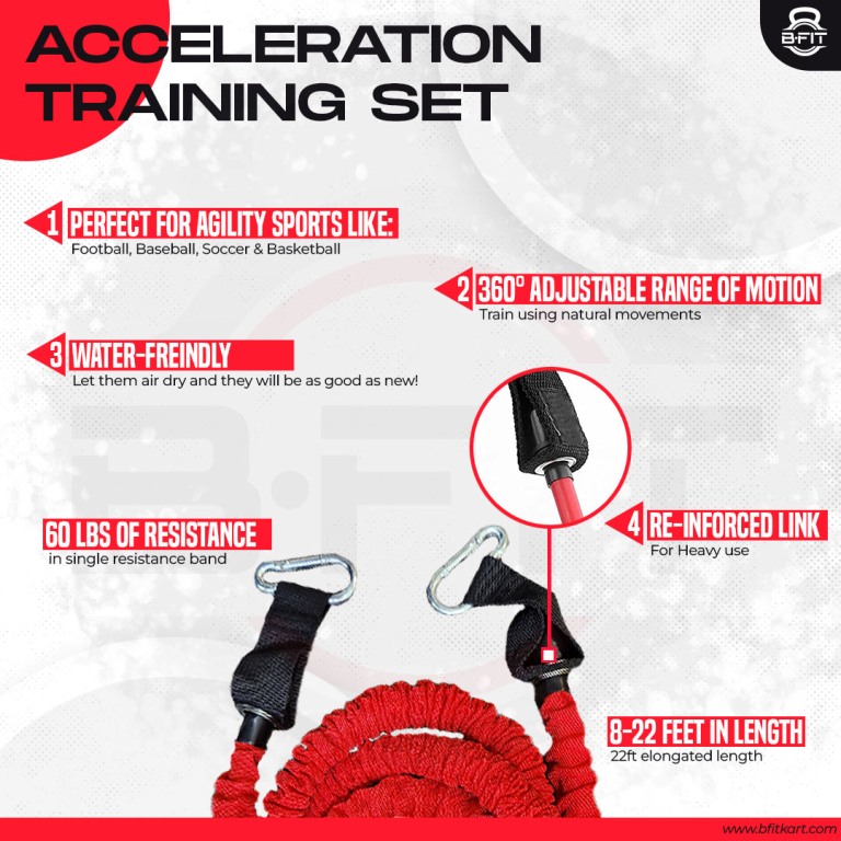 B Fit Resistance Trainer Acceleration Speed Cord - Agility and Speed Training Equipment for Resistance Training to Improve Strength