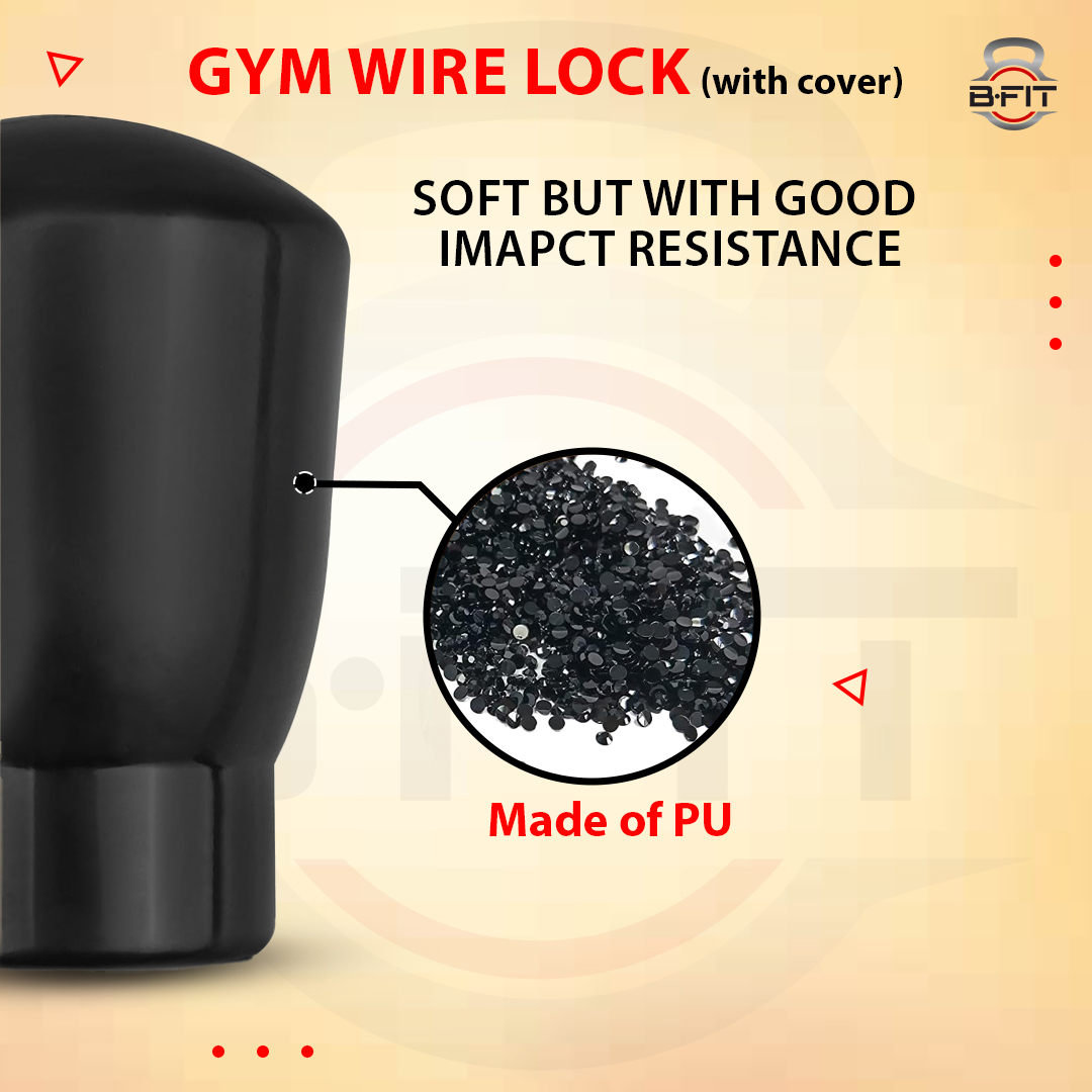 B Fit Premium and Solid Gym Wire Lock Set of 2 with Cover for 5mm6mm Home Gym Machine Accessories Replacement Parts Exercise Equipment Wire Rope Port Joint Rubber Steel
