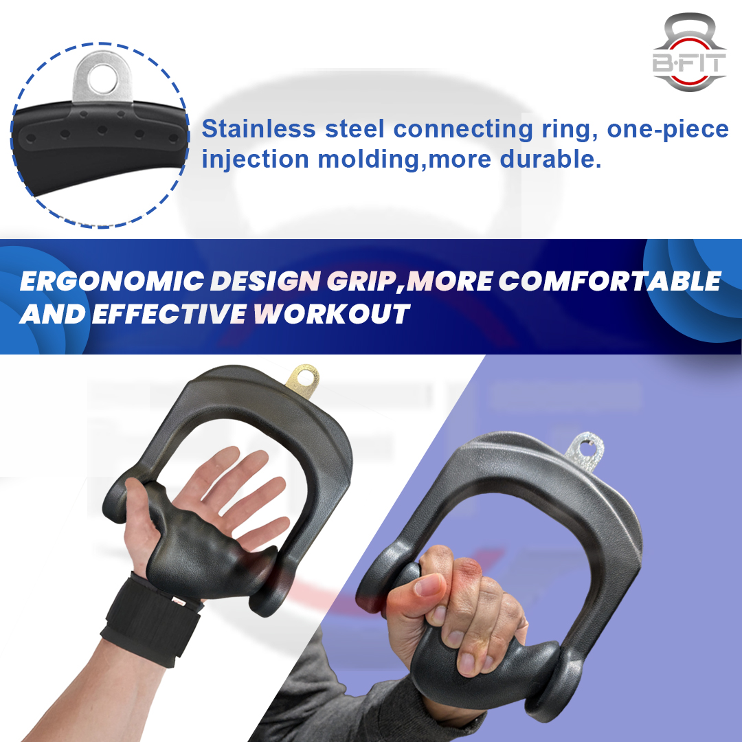 B Fit Ergonomic Non-Slip D Handle Cable AttachmentPair Cable Machine Handles for LAT Pulldown Gym Handles for Cables