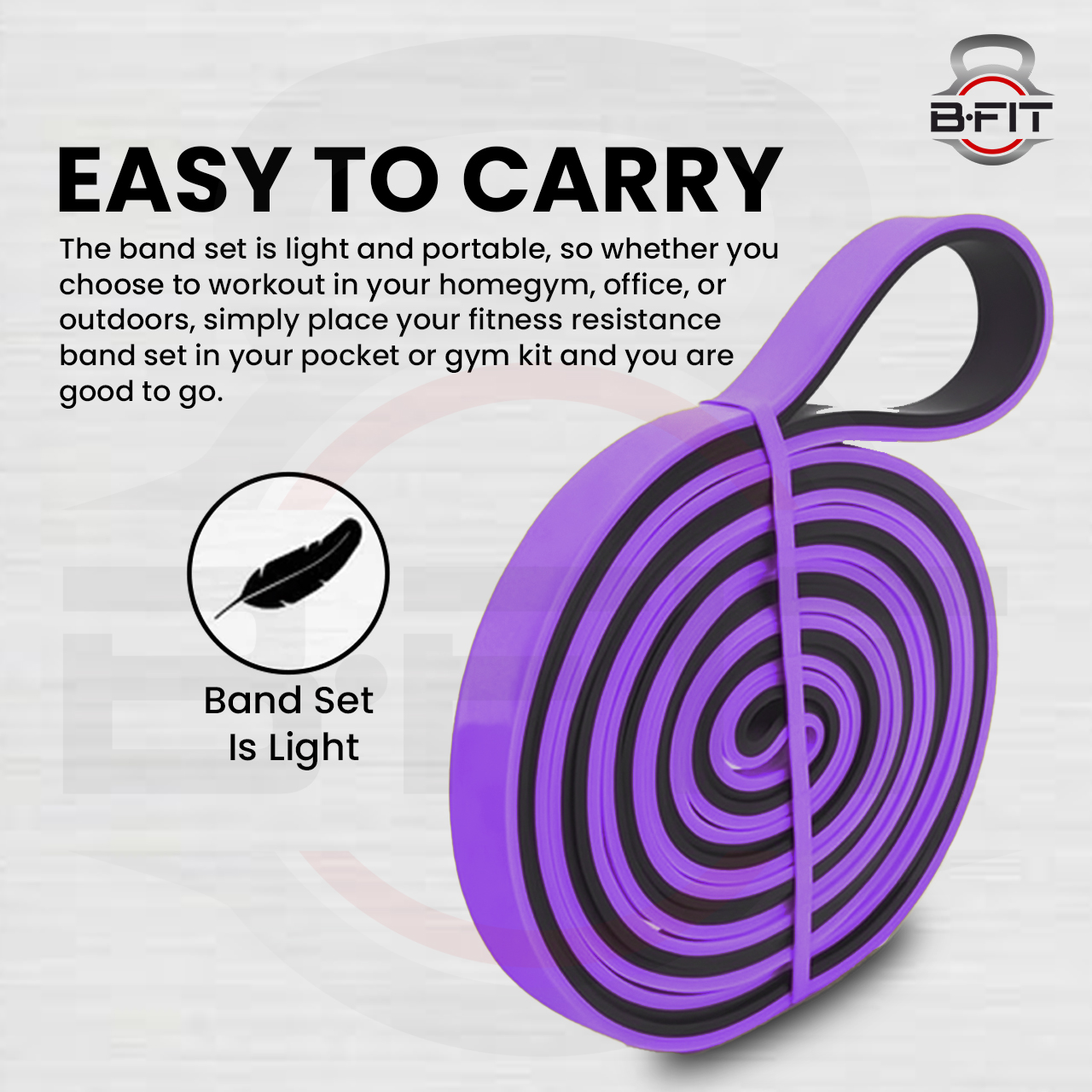 B FIT Super Heavy Pull Up Assist Bands - Heavy Duty Resistance Band Mobility Powerlifting Exercise Bands Stretching Resistance Training Purple 40-80 lbs