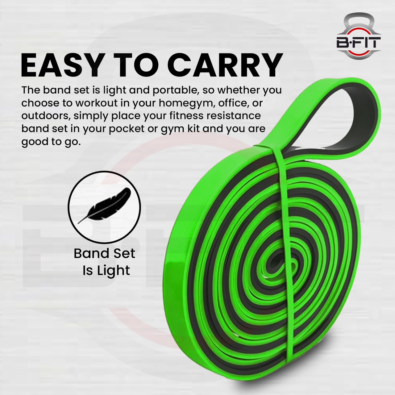 B FIT Super Heavy Pull Up Assist Bands - Heavy Duty Resistance Band Mobility Powerlifting Exercise Bands Stretching Resistance Training Green 50-125 lbs