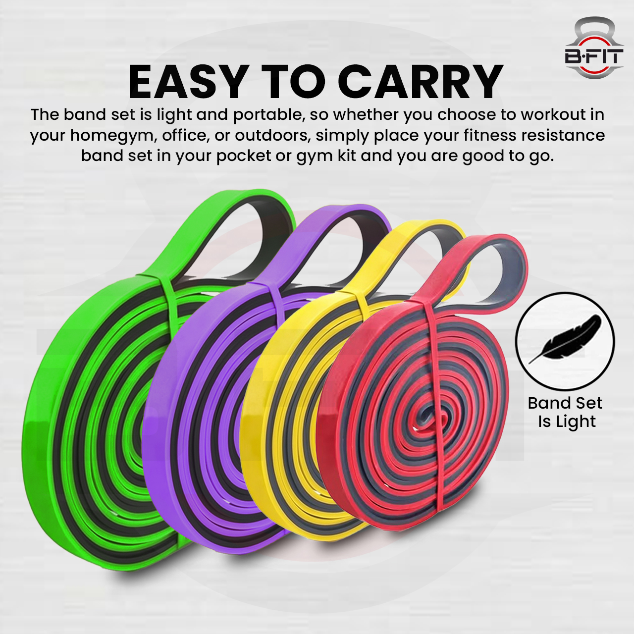 B FIT Super Heavy Pull Up Assist Bands - Heavy Duty Resistance Band Mobility Powerlifting Exercise Bands Stretching Resistance Training Set of 4