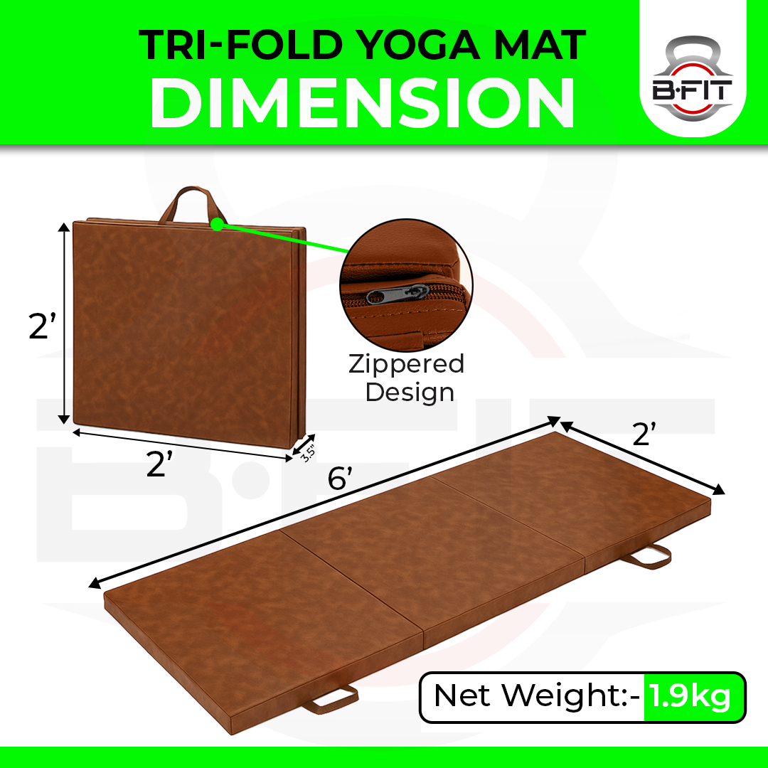 B Fit All Purpose Folding Anti Tear Exercise Training Aerobic Fitness Gym Gymnastics Balance Tri-foldMat