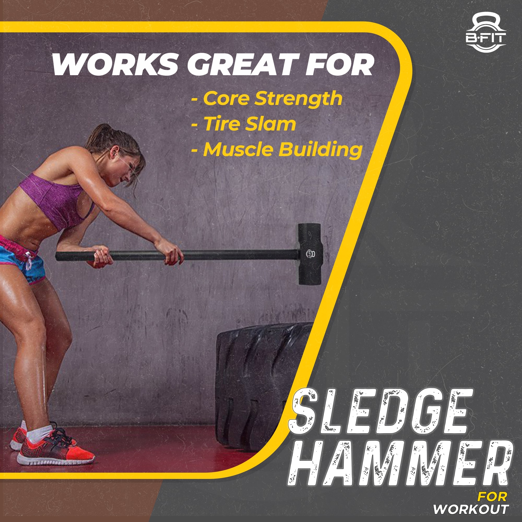 B Fit 15 Kg Hammer  Sledgehammer Functional Training Cross Fitness