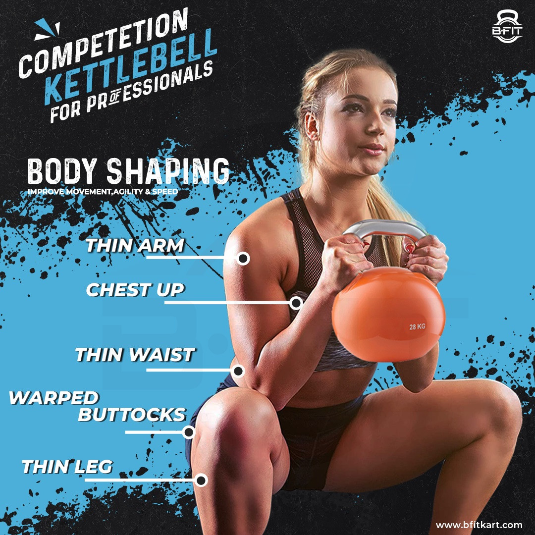 B Fit Competition Kettlebell 12 KG Professional Grade Kettlebell for Fitness Weightlifting Core Training